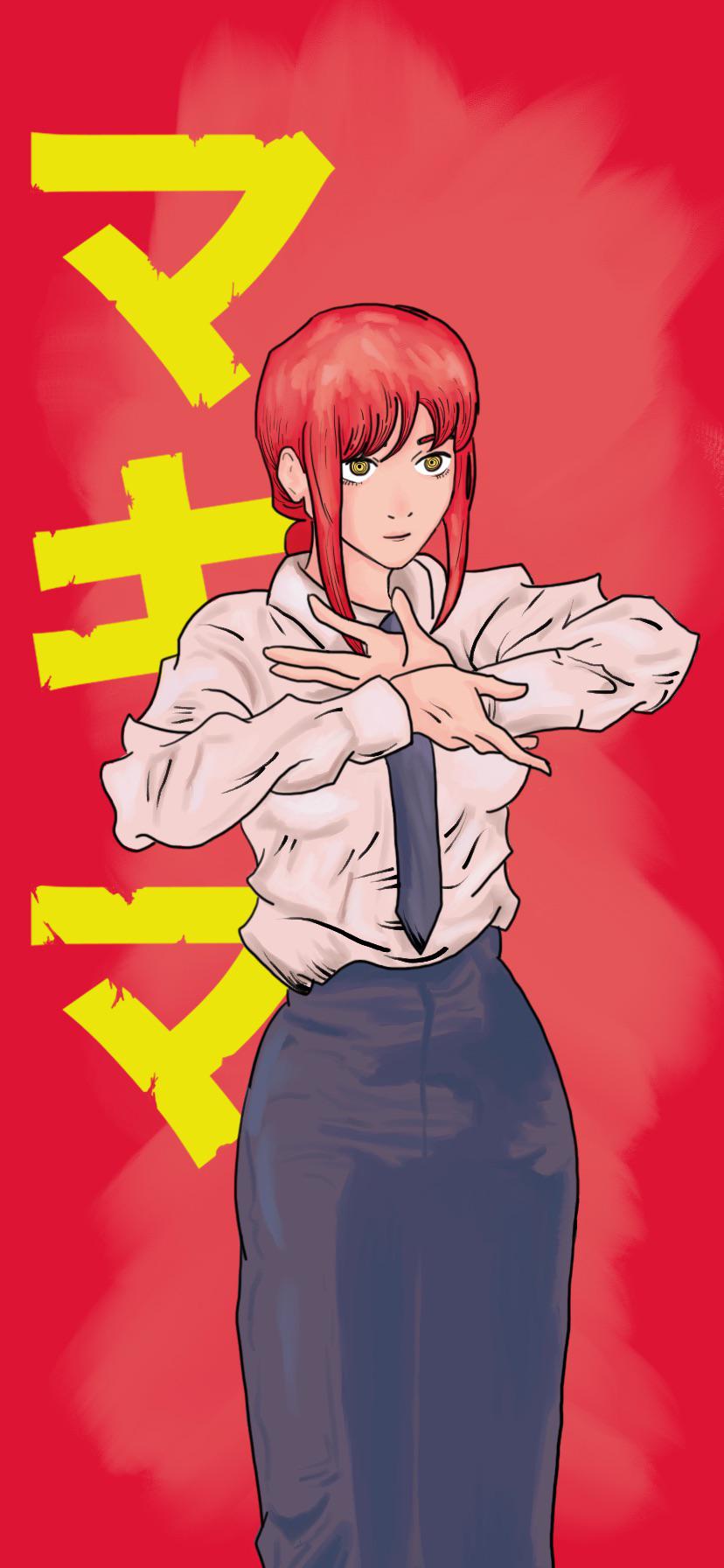 Makima Phone Wallpaper. First time doing digital art, doing Reze next :)