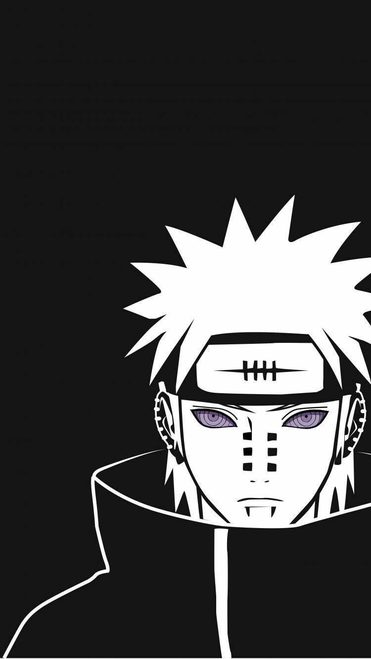 Download Pain Naruto Anime Black And White iPhone Wallpaper