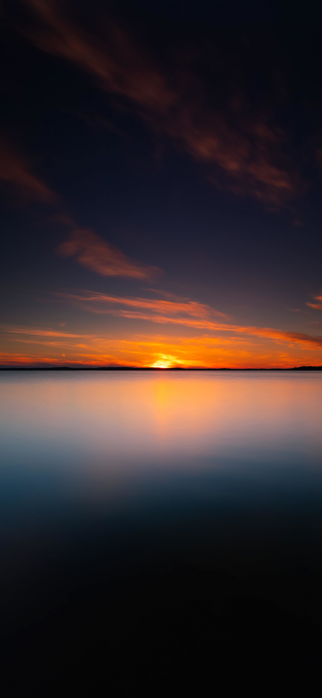 Download wallpaper 1125x2436 lake, sunset, evening, calm nature, iphone x, 1125x2436 HD background, 24971