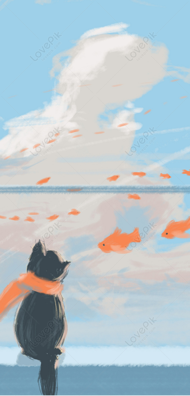 Cat And Fish Phone Wallpaper Image Free Download