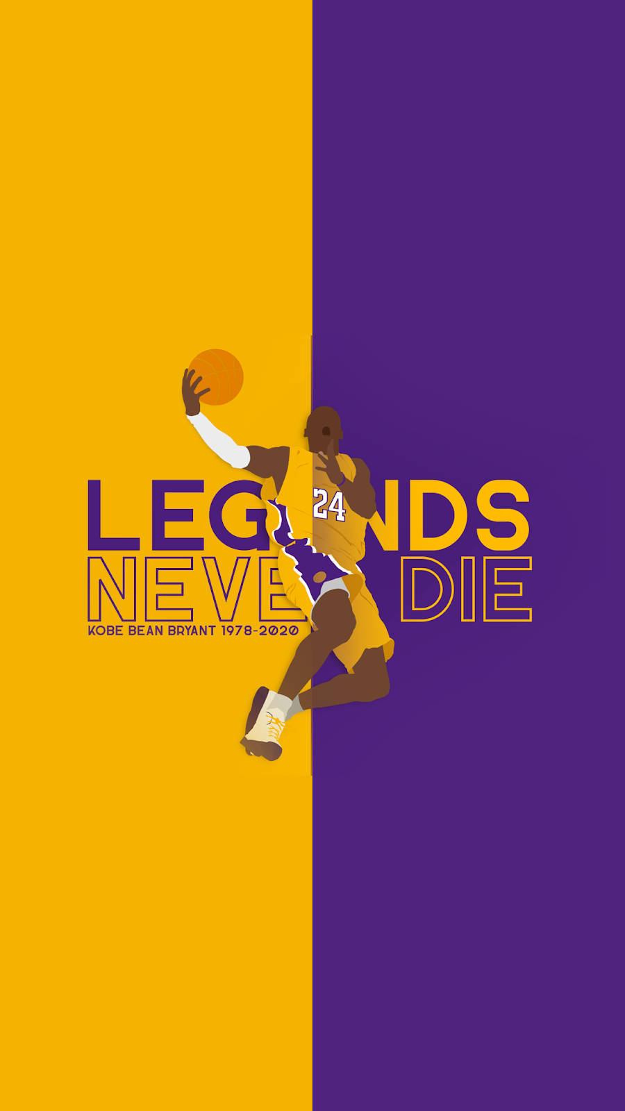 Download Kobe Bryant Split Yellow And Purple Wallpaper