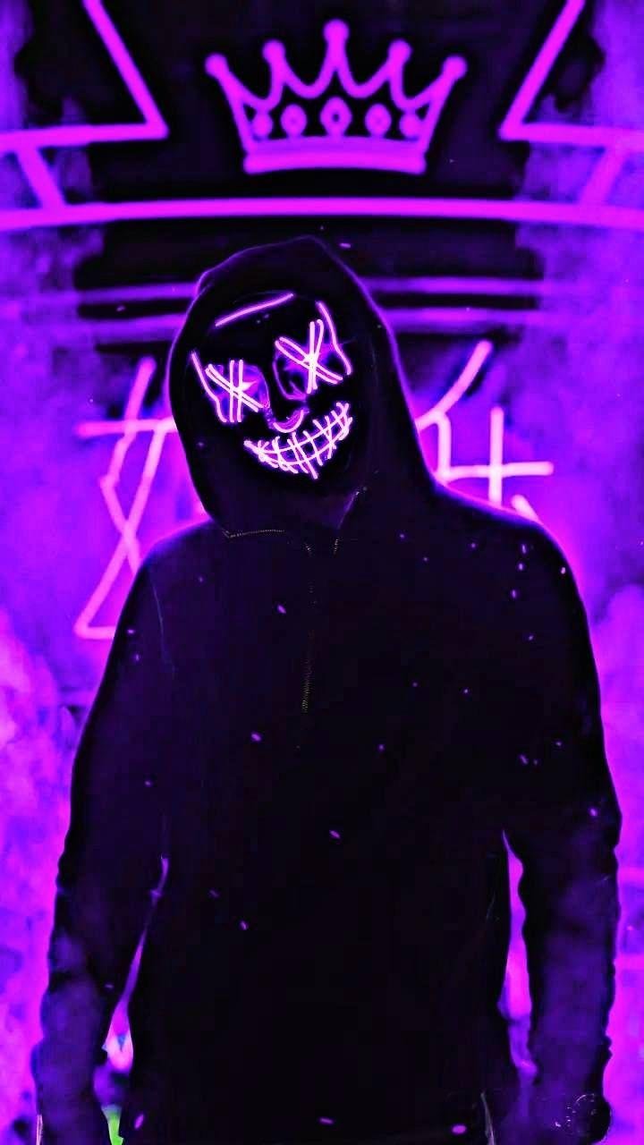 Purple Neon Mask Guy Wallpaper Download