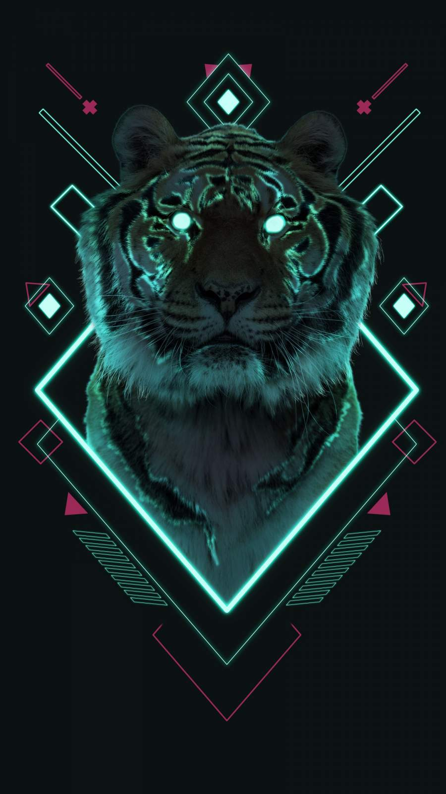 Tiger Neon Abstract iPhone wallpaper