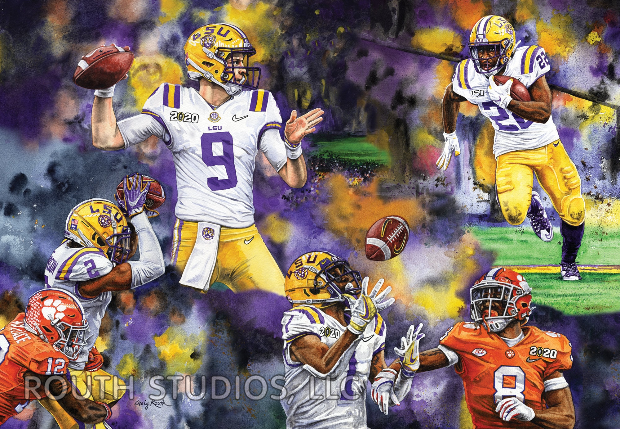 LSU Art Print Joe Burrow Justin Jefferson Jamarr Chase
