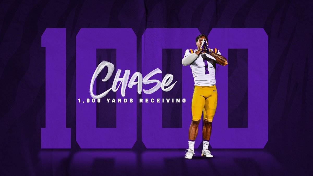 LSU Football'Marr Chase is the seventh player in school history with 1,000 receiving yards in a season! #GeauxTigers