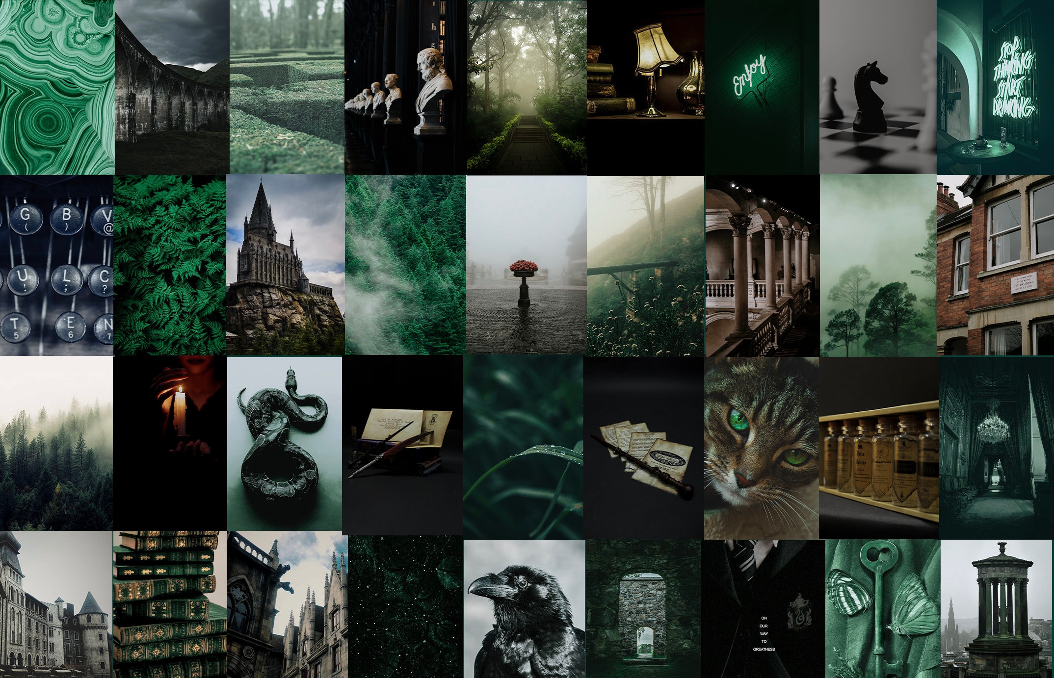Slytherin Aesthetic Wall Collage Kit DIGITAL DOWNLOAD 70 Image, 4 X 6 Wall Collage Kit, Slytherin Wall Art, Draco Malfoy Wall Collage