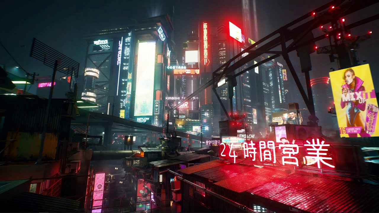 Cyberpunk 2077. Night City Ads (Wallpaper Engine)