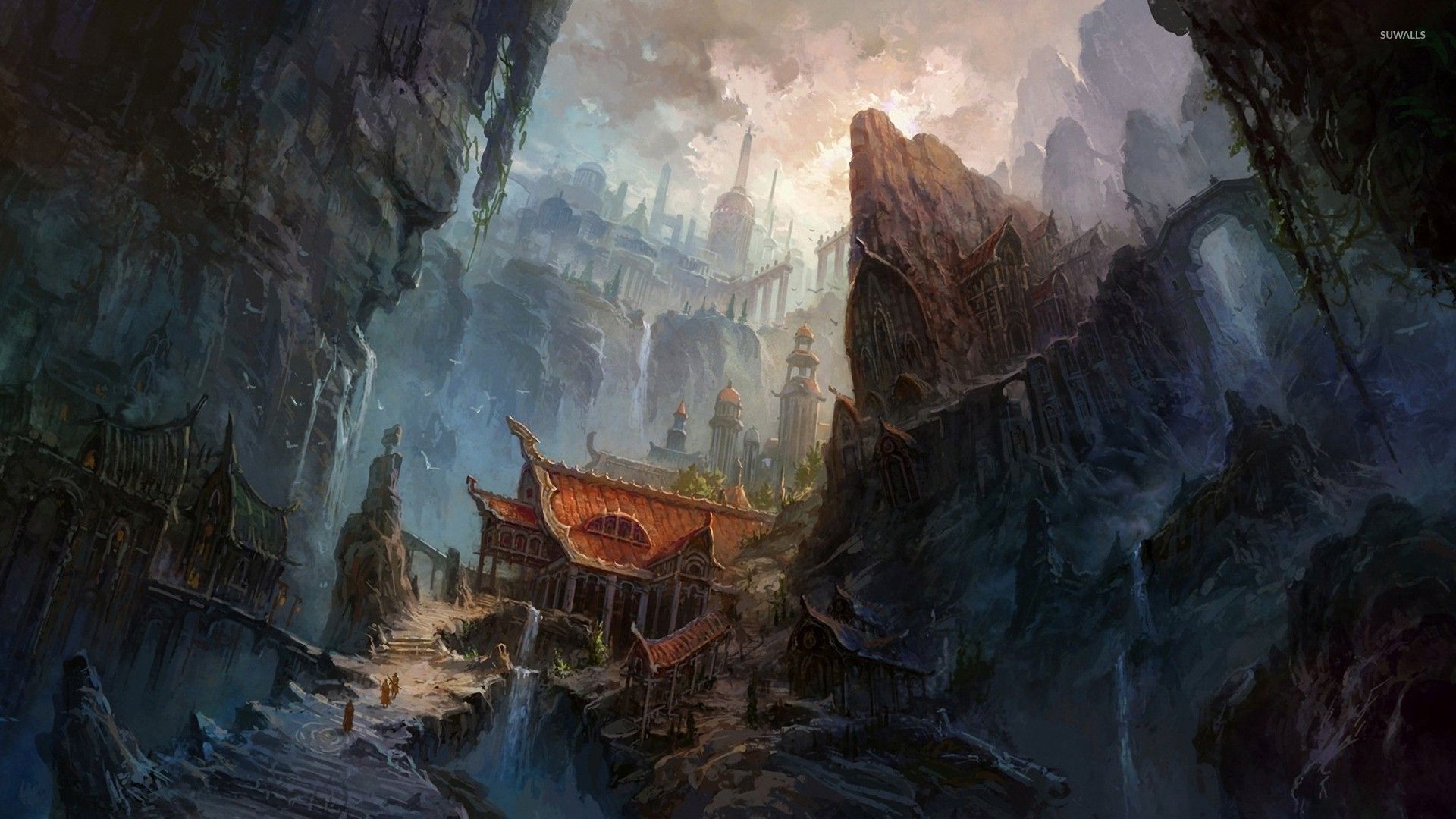 Ancient chinese temple wallpaper wallpaper