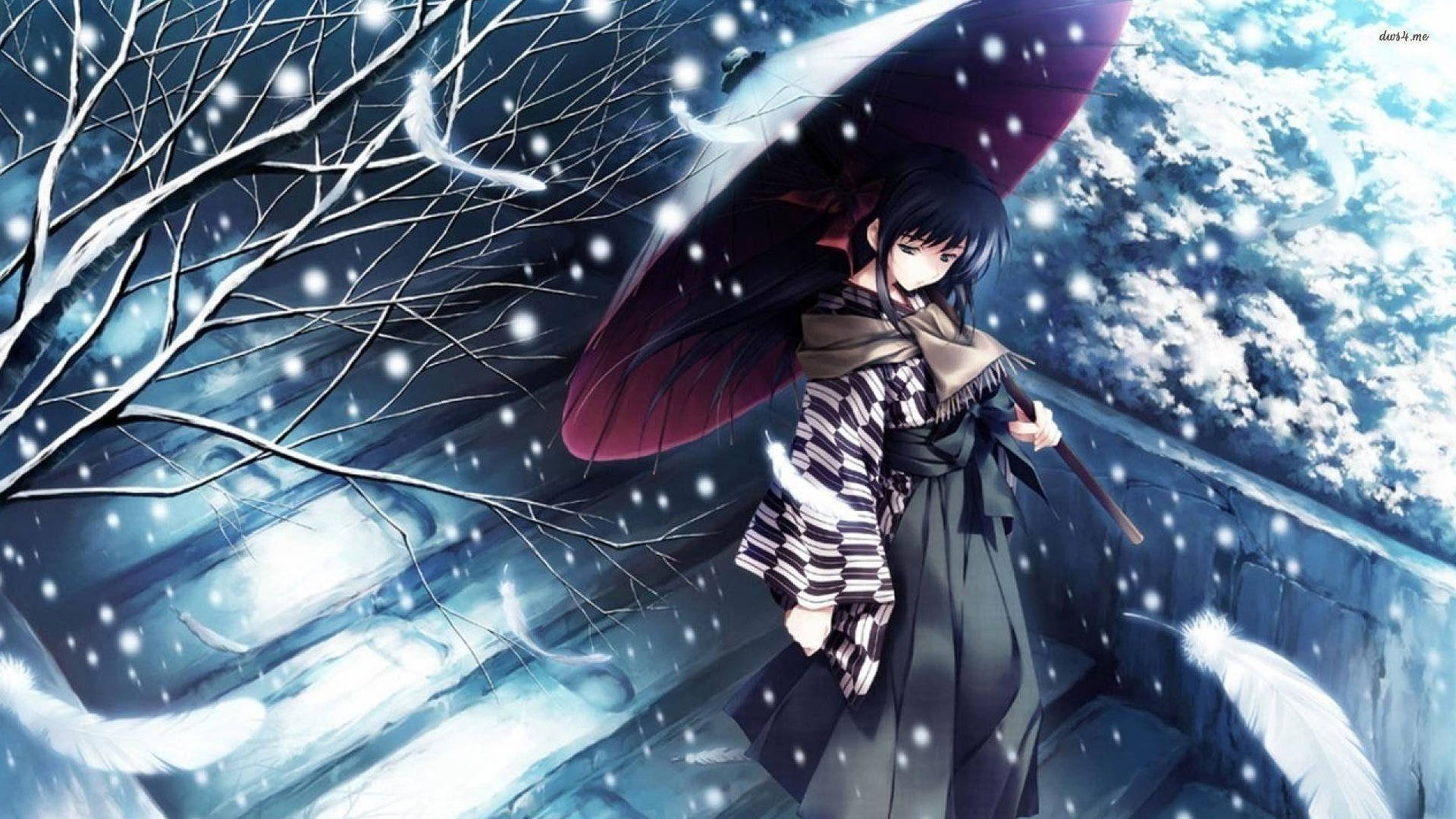 Sad Anime 4k Girl With Umbrella