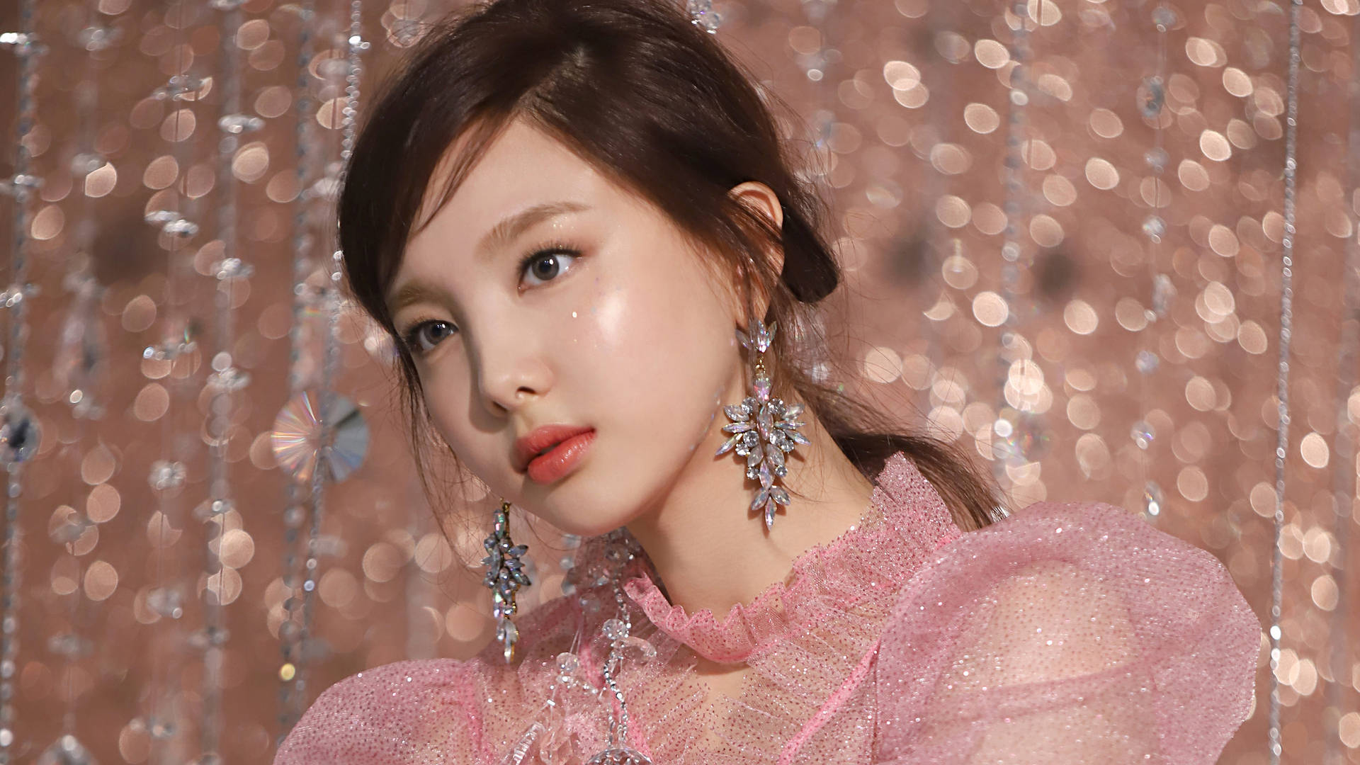 Download Twice Nayeon Against A Sparkling Background Wallpaper