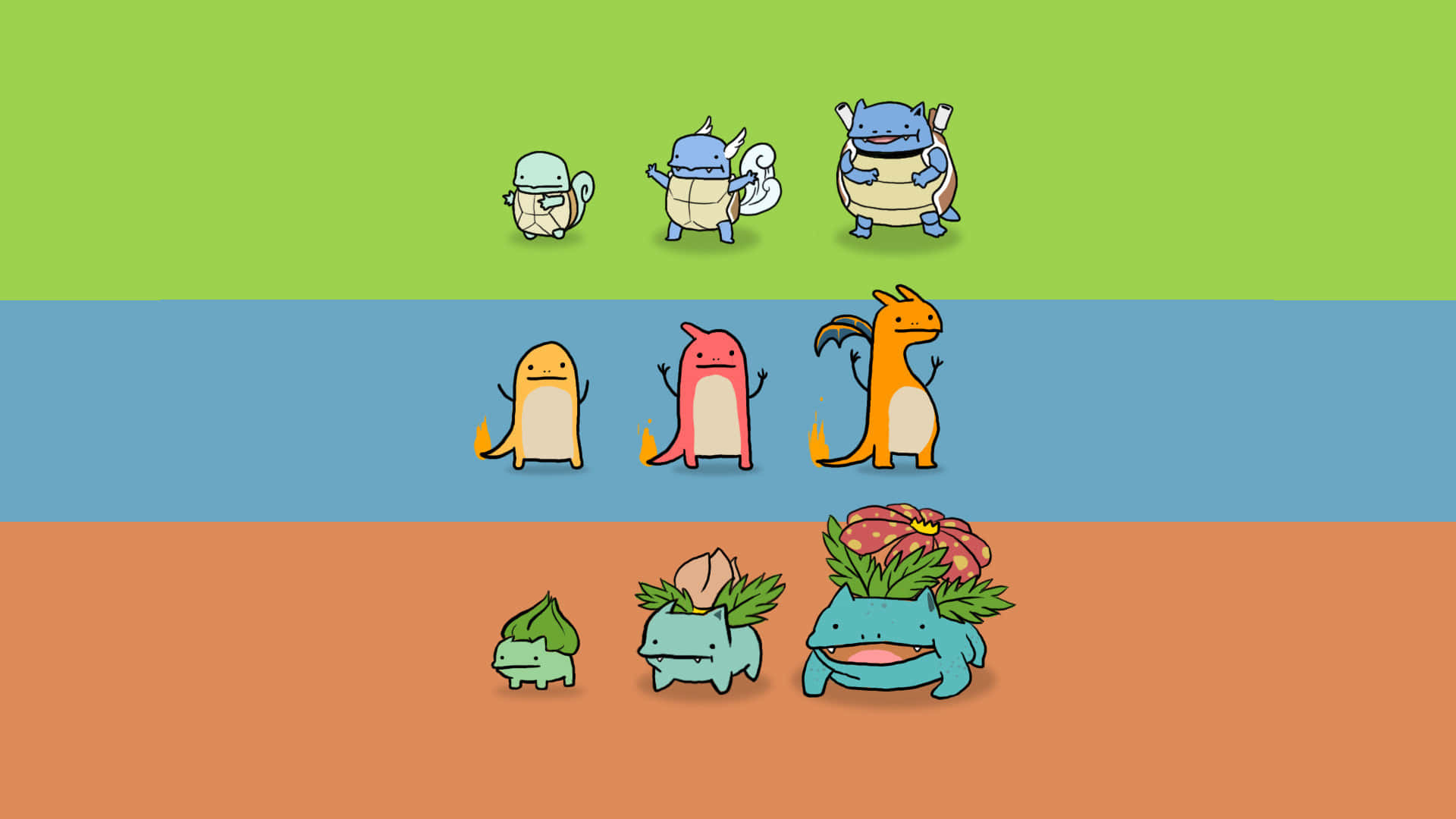 Download Cute And Funny First Generation Starter Pokemon Background