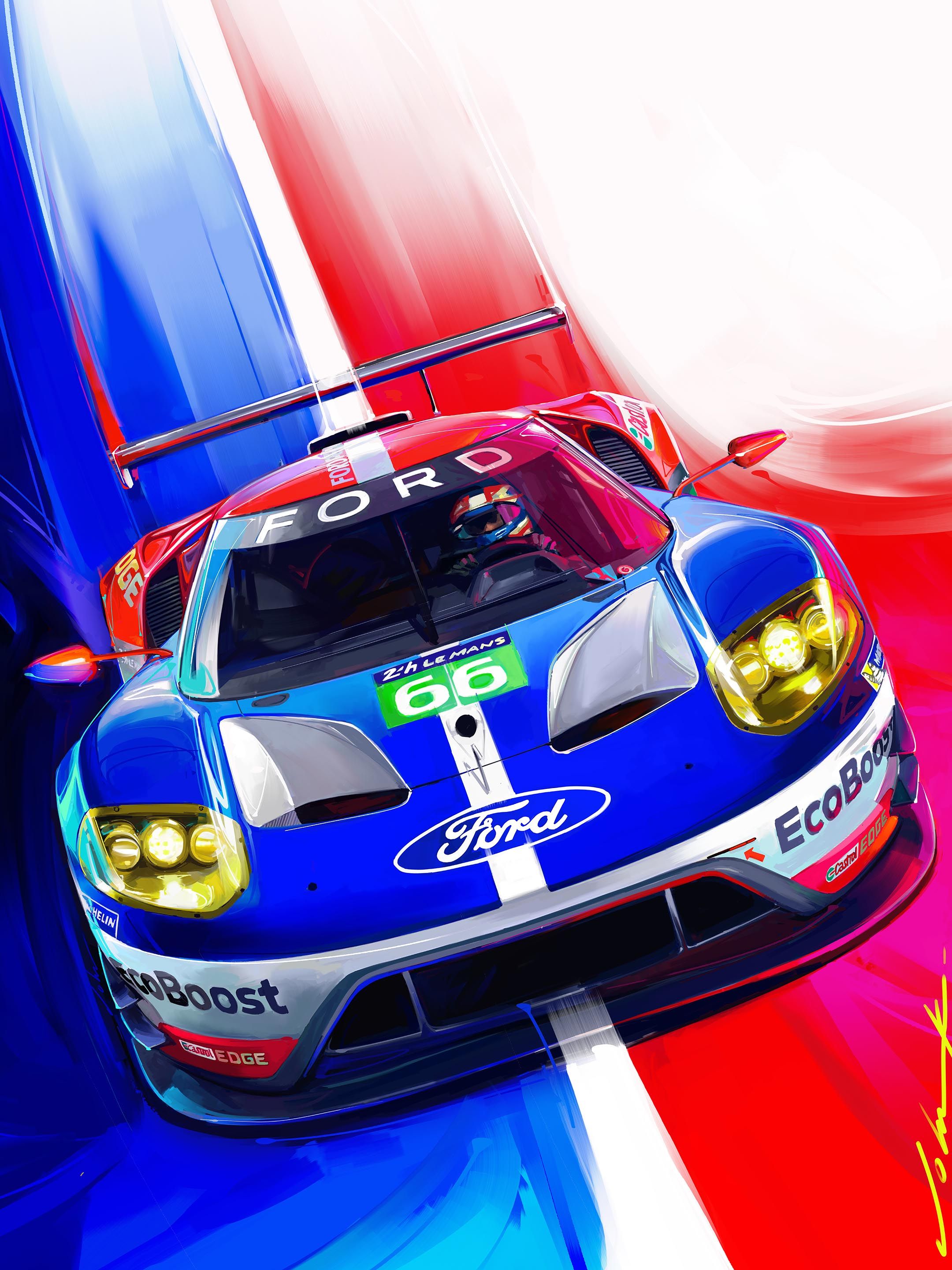 Road & Track cover art June 2016 FordGT Le Mans. Ford gt, Racing artwork, Ford racing