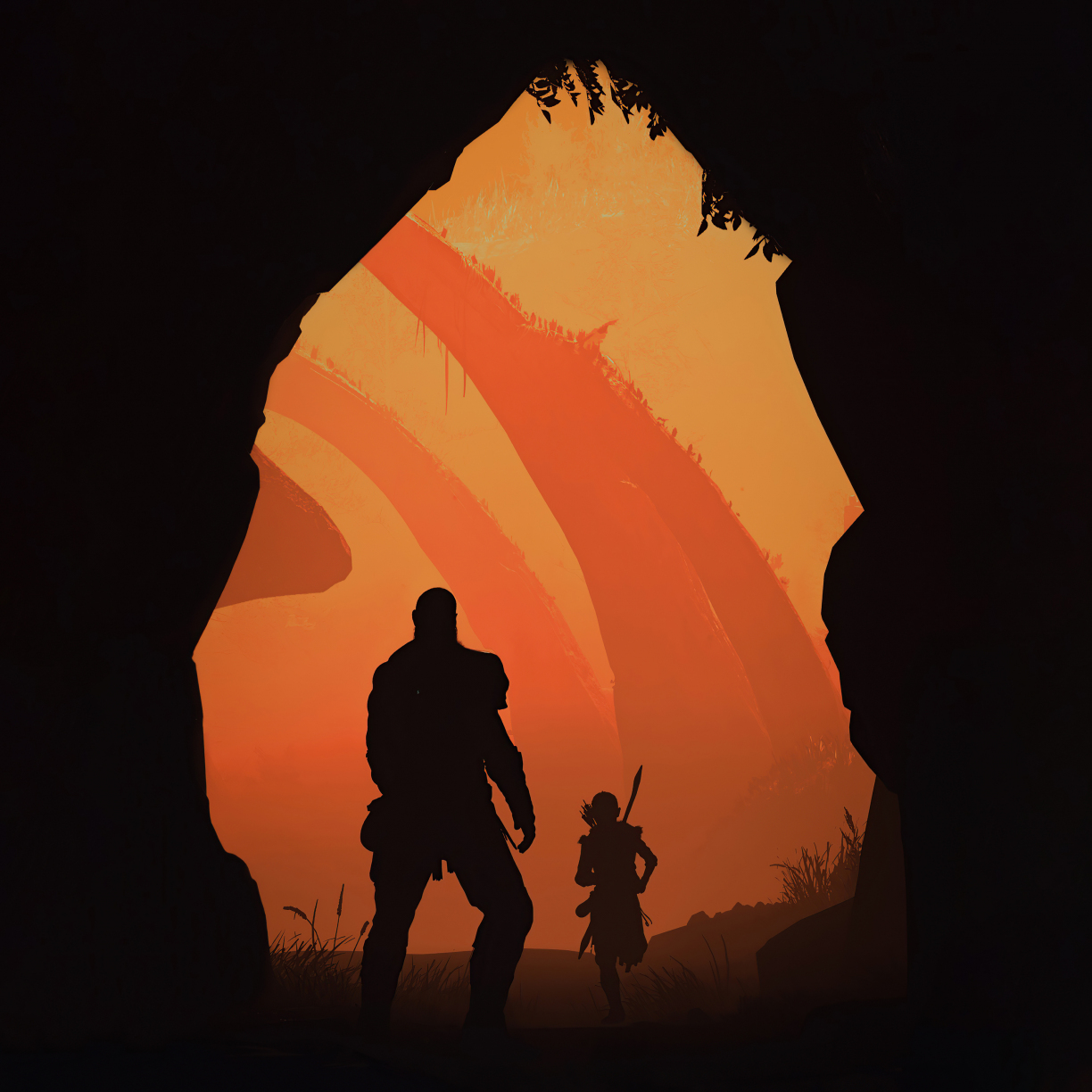 Wallpaper kratos and atreus, god of war, minimal art desktop wallpaper, HD image, picture, background, 88efac