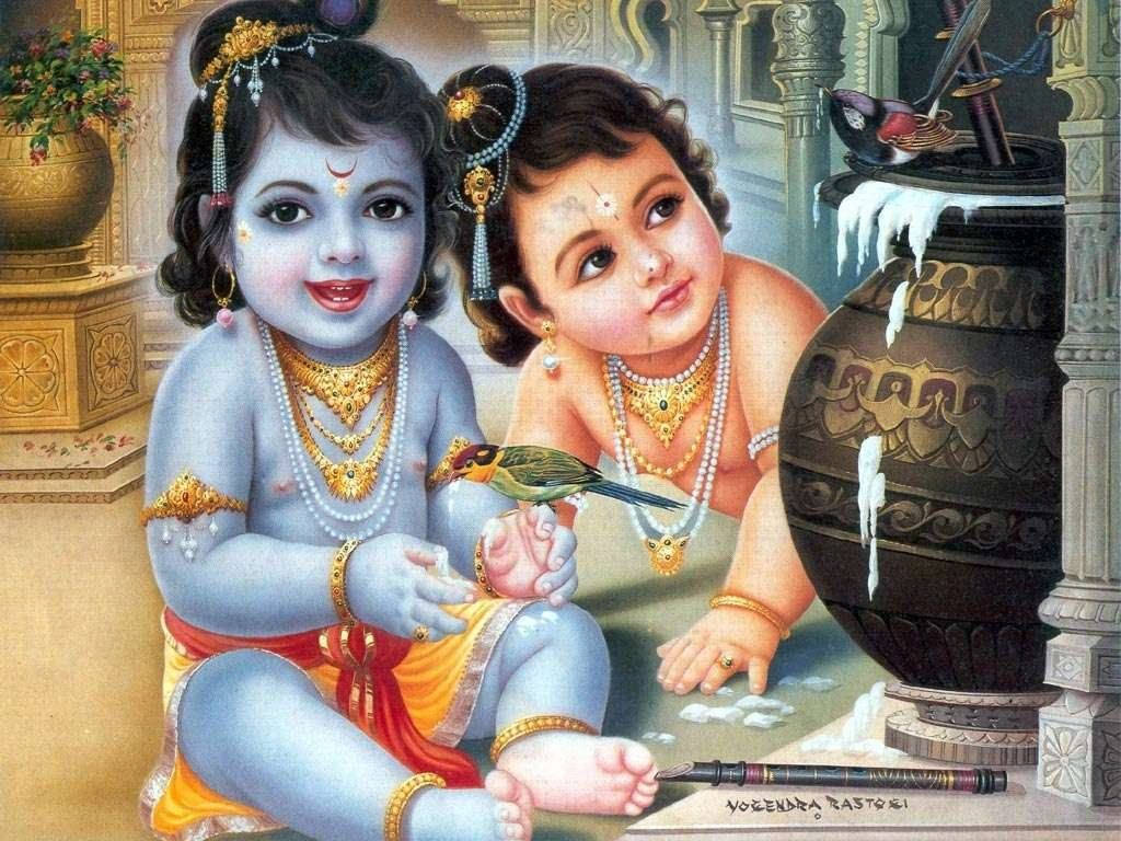 Download Hindu Gods Krishna And Balram Wallpaper