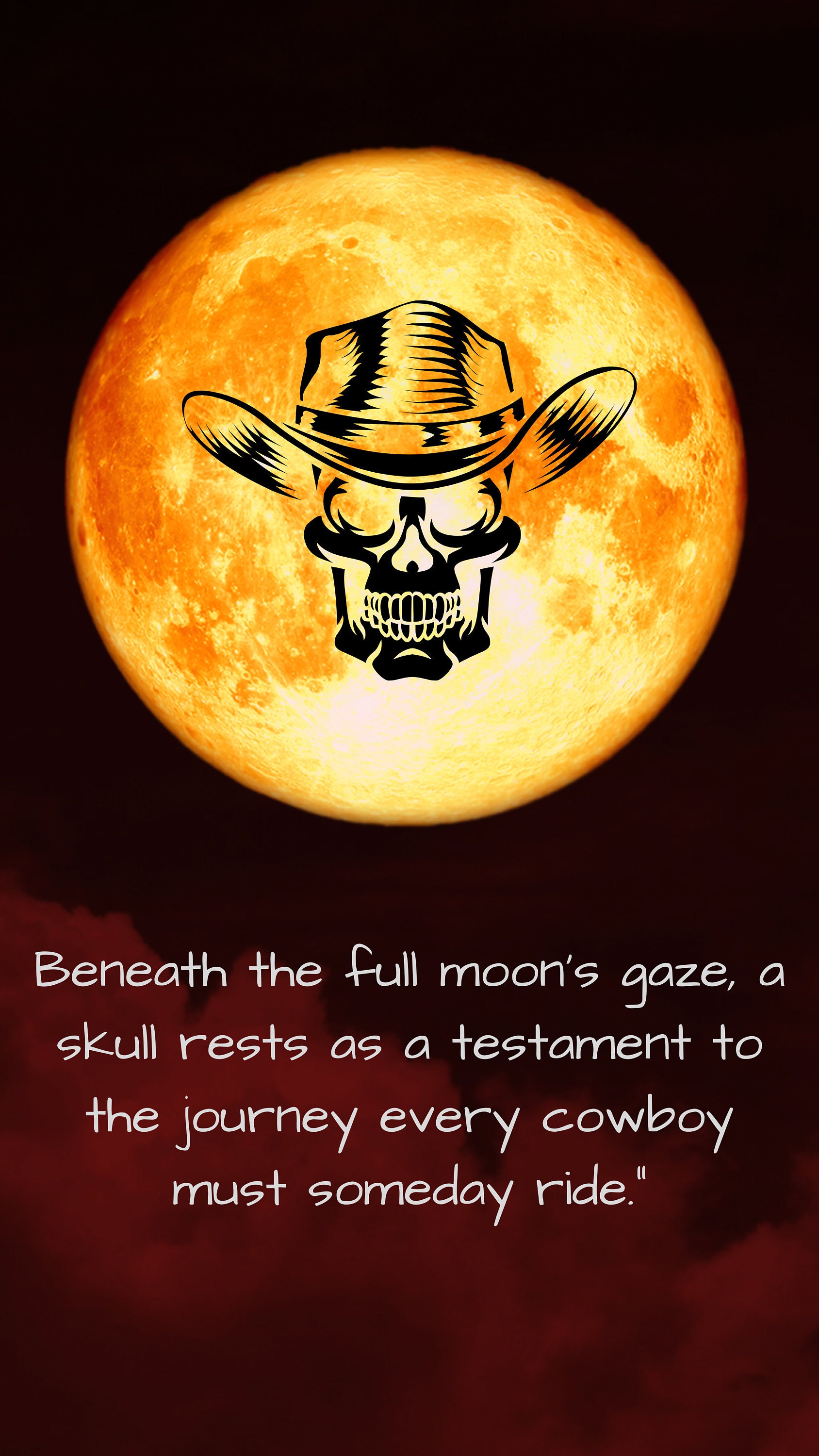 Red Moon With Cowboy Skull. iPhone Wallpaper a Must Have for