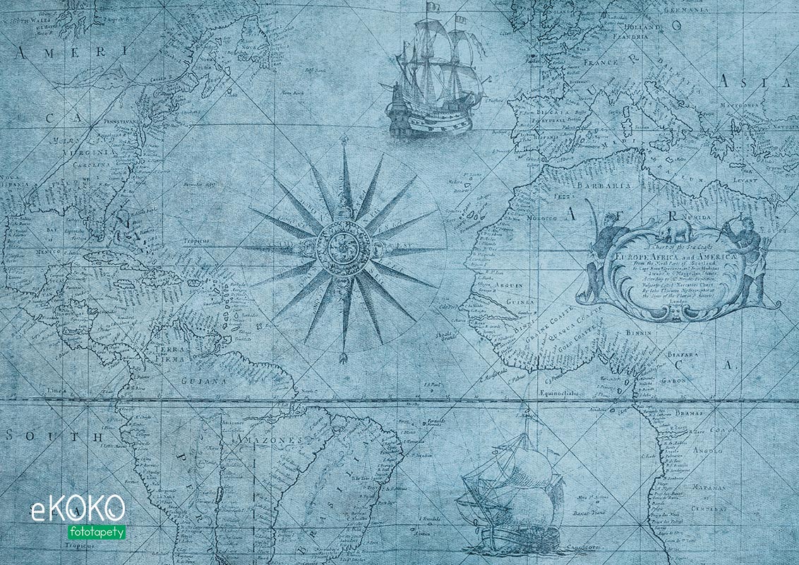 Wall mural Blue nautical map Kids Murals