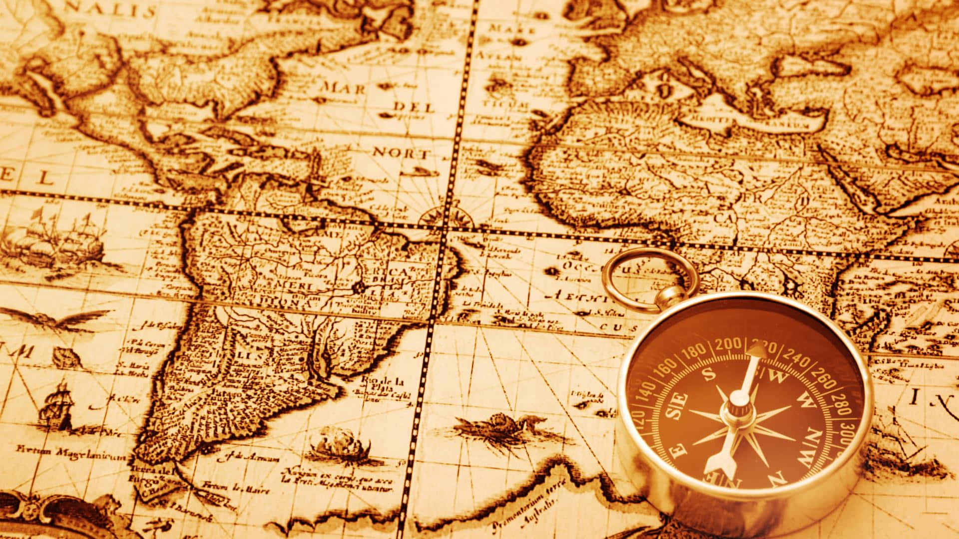 Download Caption: Vintage Nautical World Map Wallpaper