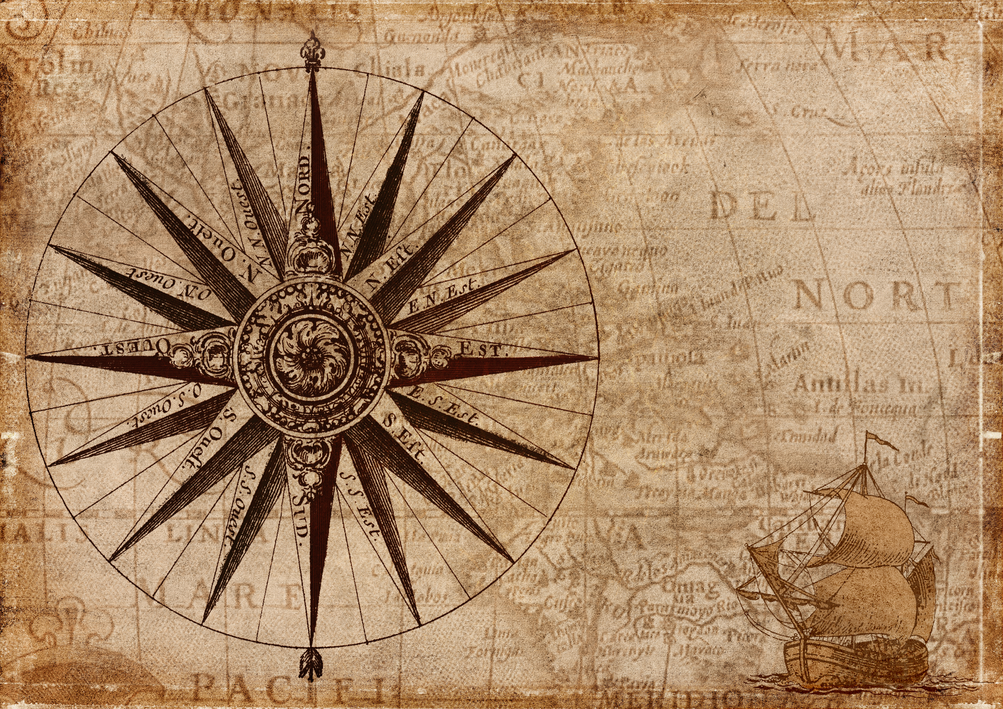 Free Image, compass, map, nautical, antique, navigation, vintage, direction, history, travel, historical, shipping, seafaring, shabby chic, scrapbook, line, circle, pattern 3508x2480