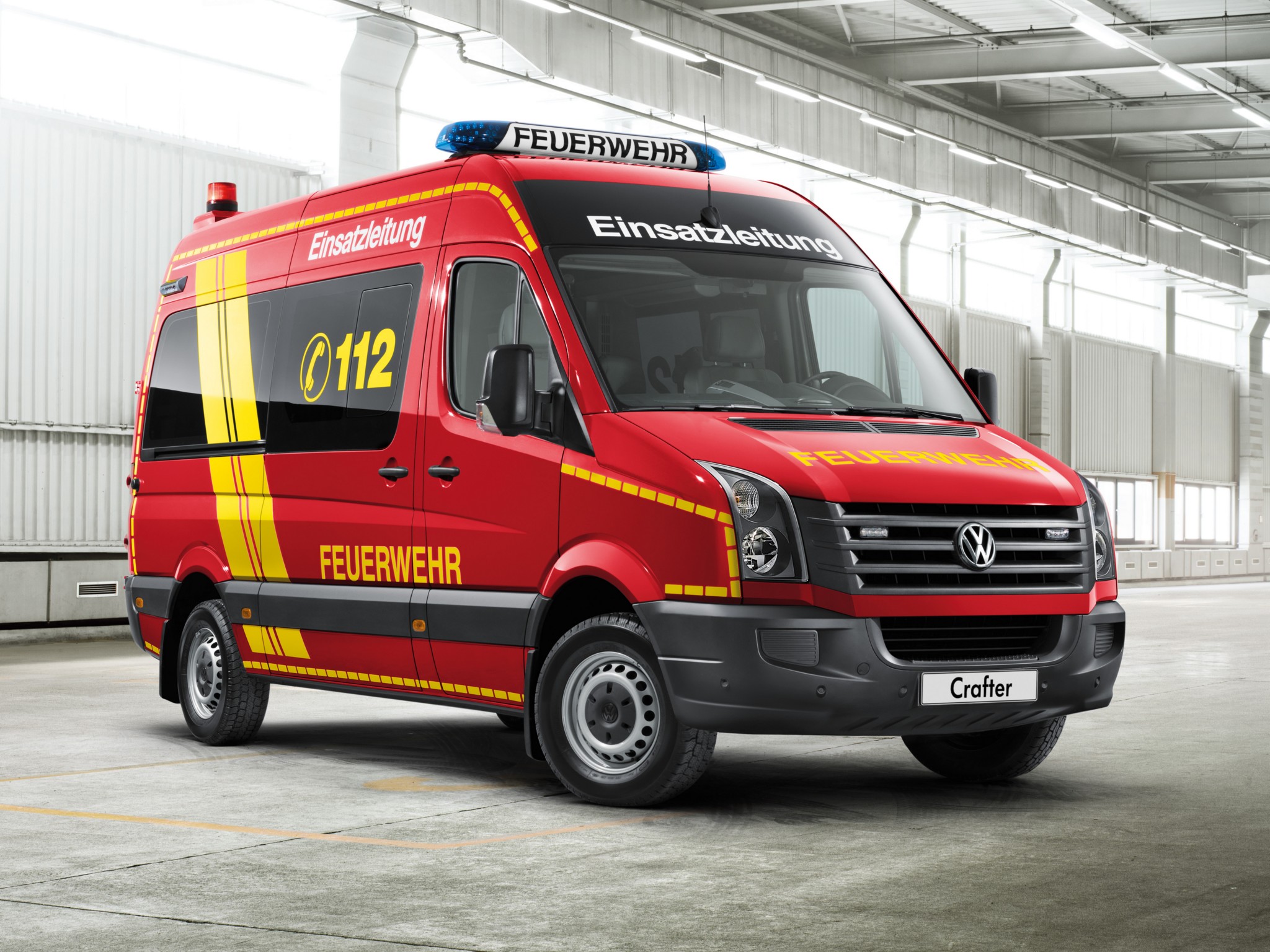 Volkswagen Crafter High Roof Bus Feuerwehr firetruck wallpaperx1536