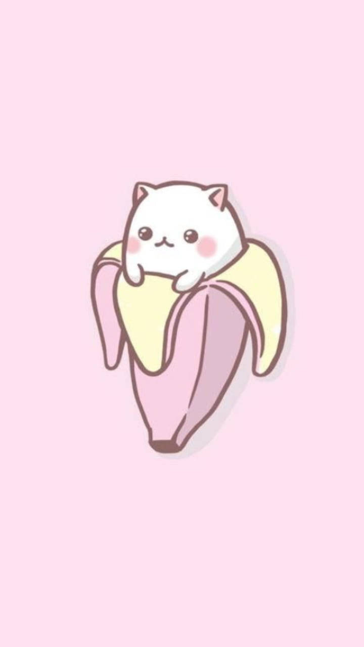 Download Kawaii Cat In Banana Tumblr iPhone Wallpaper