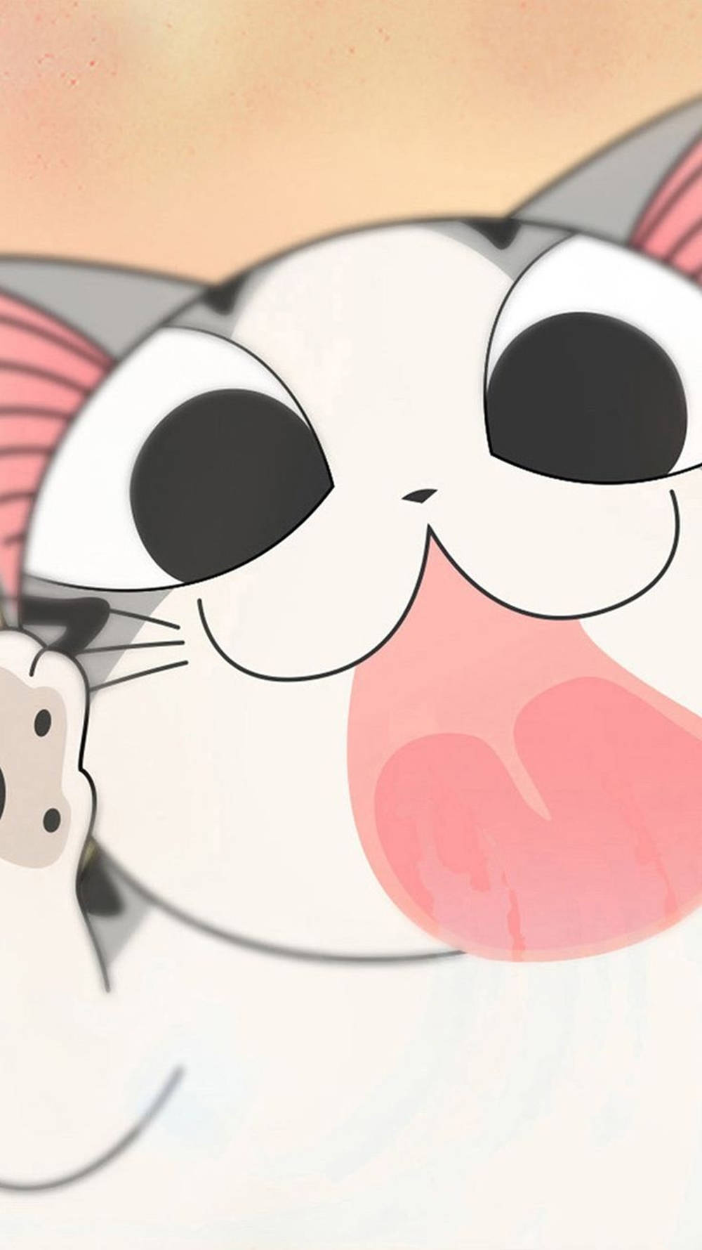 Download Adorable Animated Licking Cat for iPhone Background Wallpaper