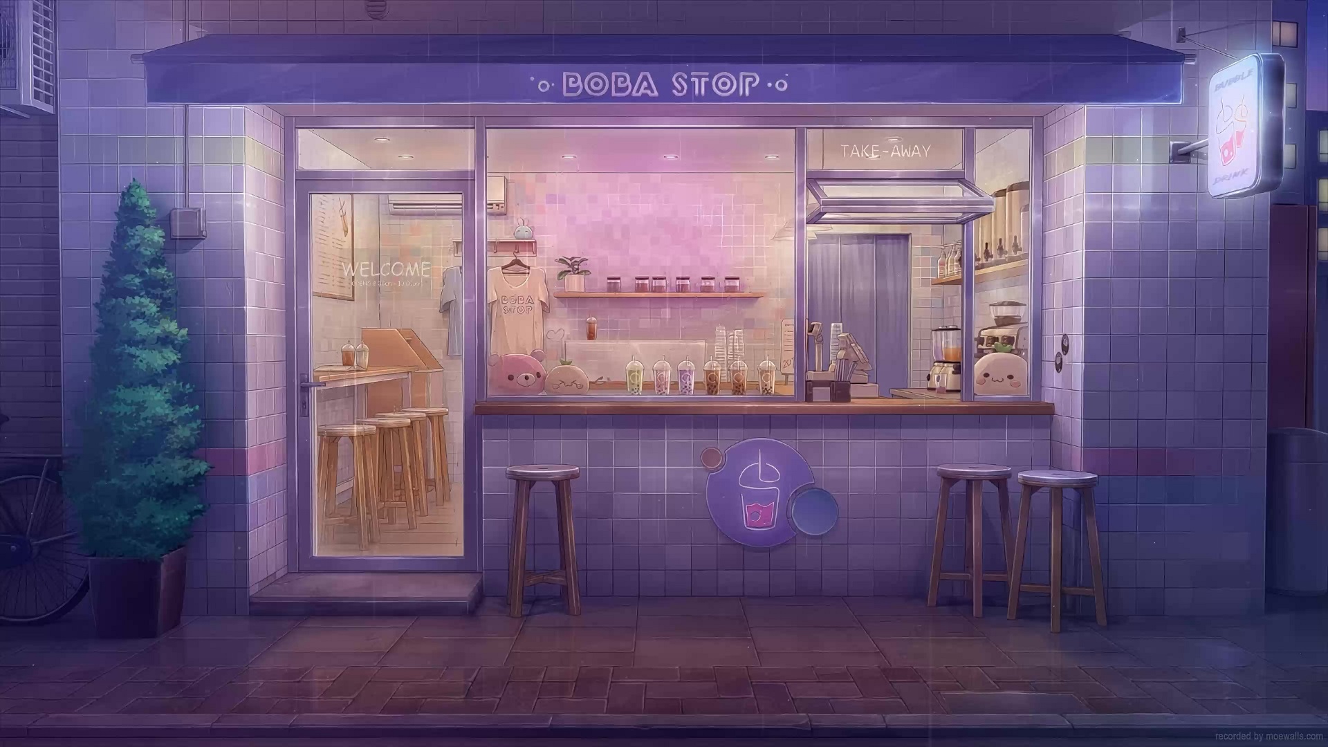 Lofi Boba Shop Rainy Night Live
