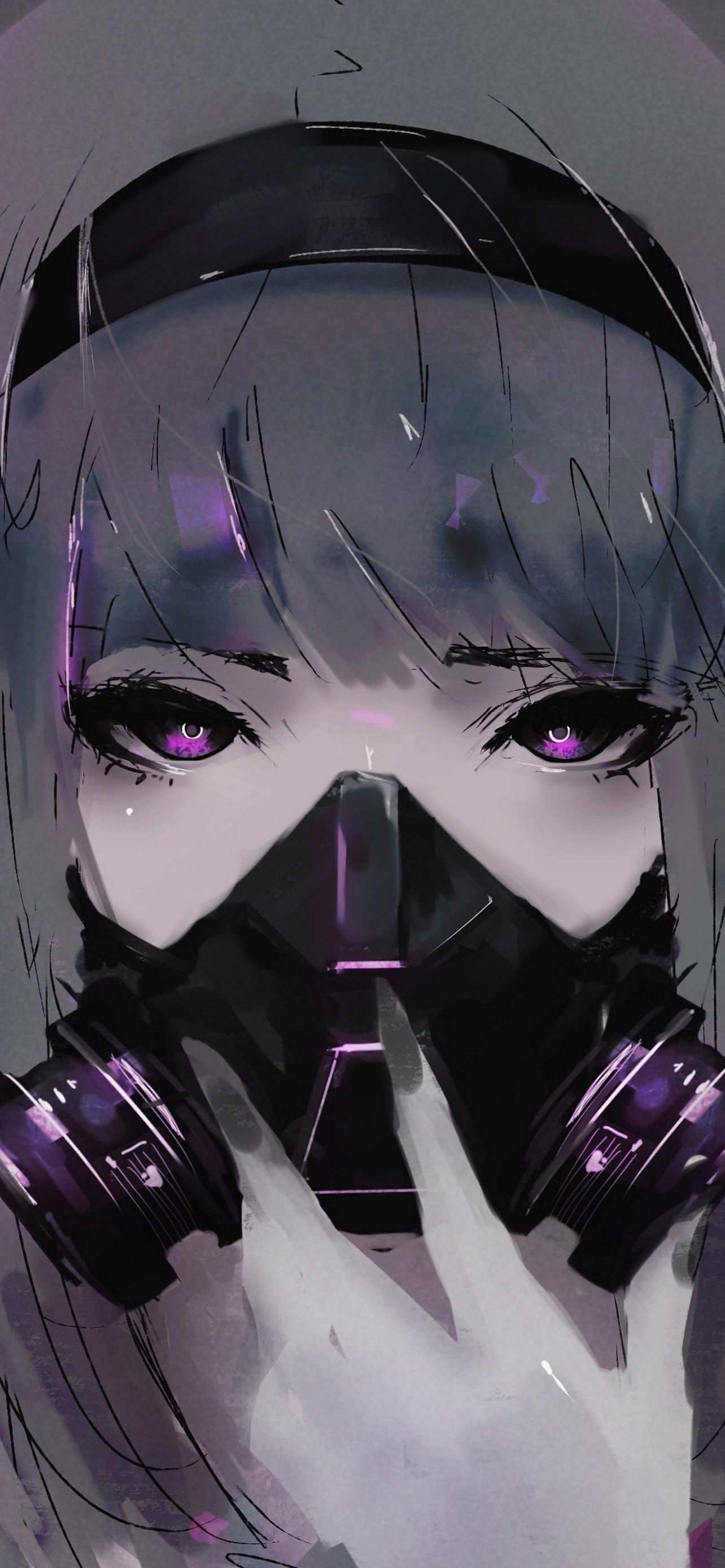 Anime Girl Gas Mask 4K Wallpaper