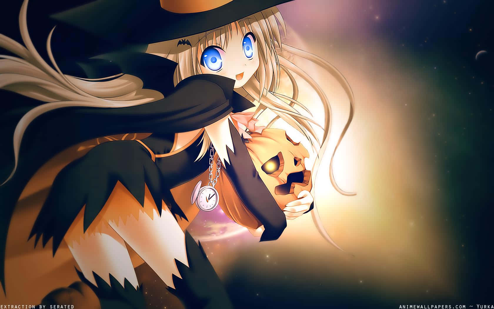 Download Celebrate Halloween With This Quirky Anime Girl Wallpaper