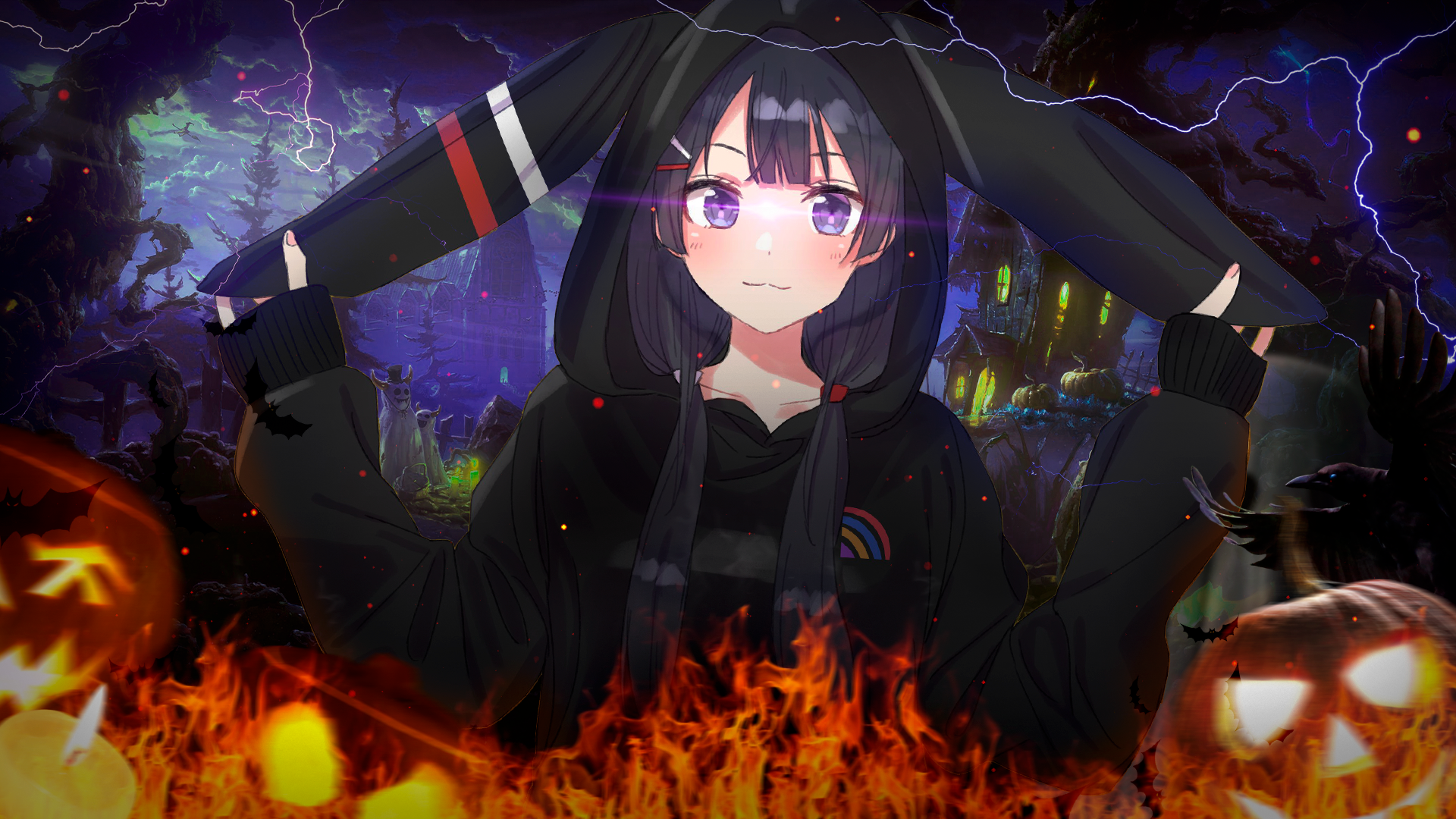 anime girls, fan art, Halloweenx1080 Wallpaper