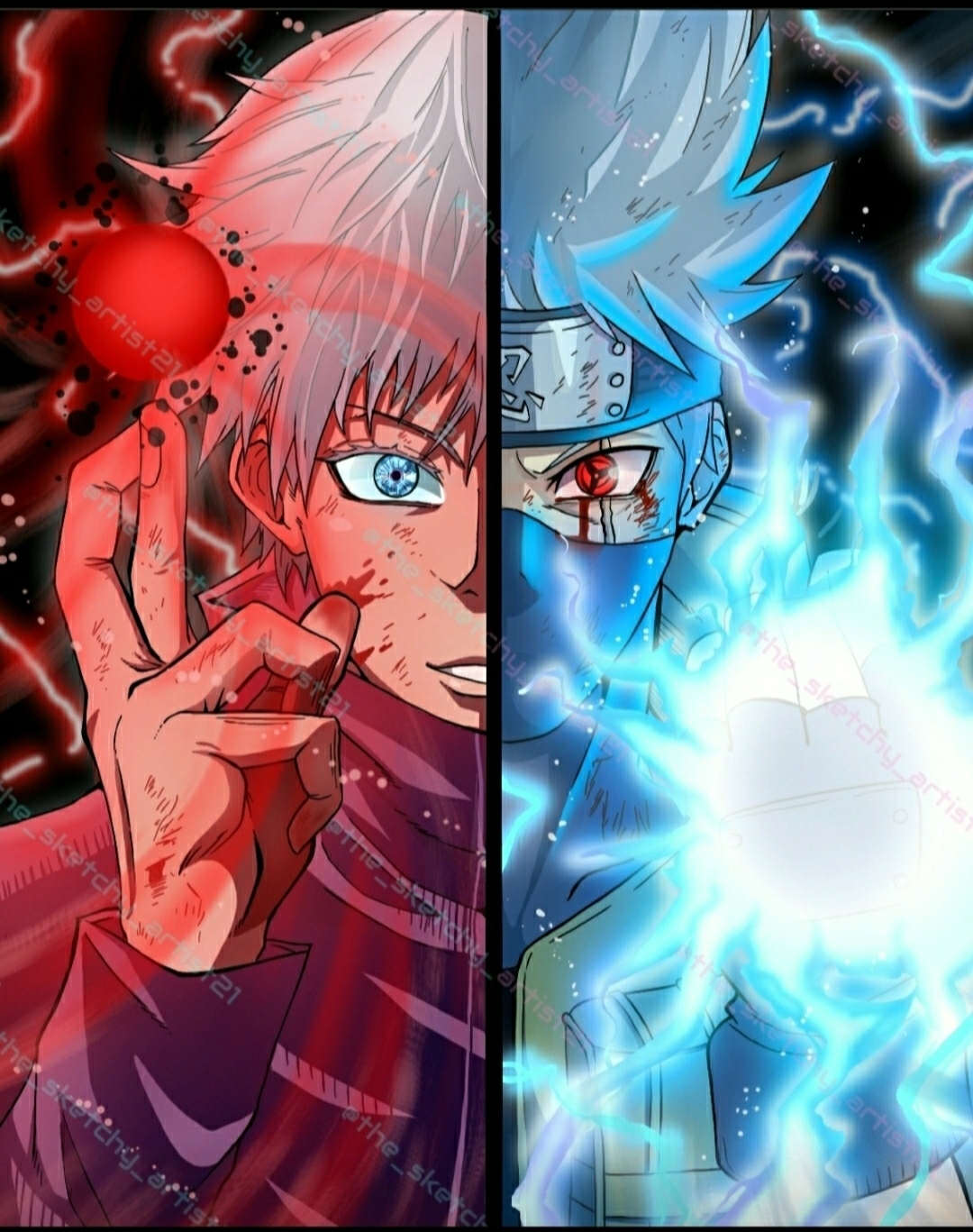 ○Gojo vs Kakashi○ Chidori vs Red im posting the full version on my insta tomorrow so go check it out