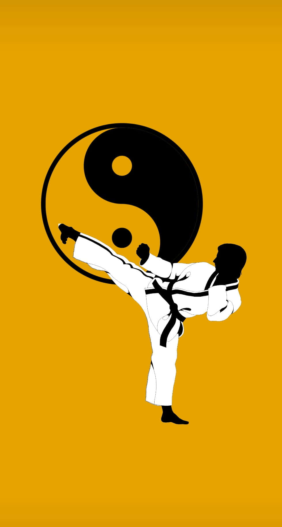 Download A Man Is Doing Karate On An Orange Background