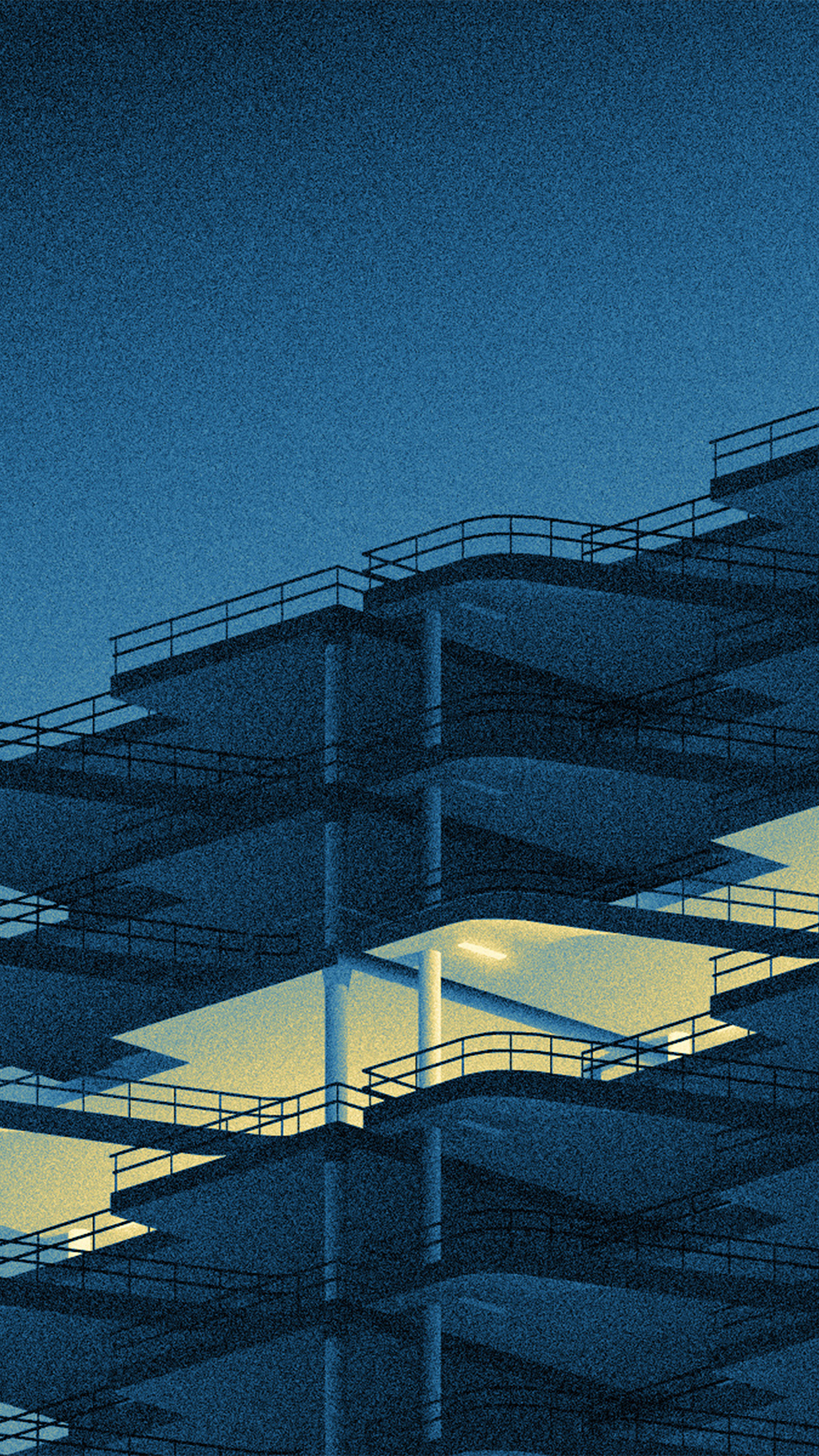 Architecture minimal blue illustration art Download Free HD Wallpaper for iPhone 6, 6s, 7, 7s, 8, 8s, 10