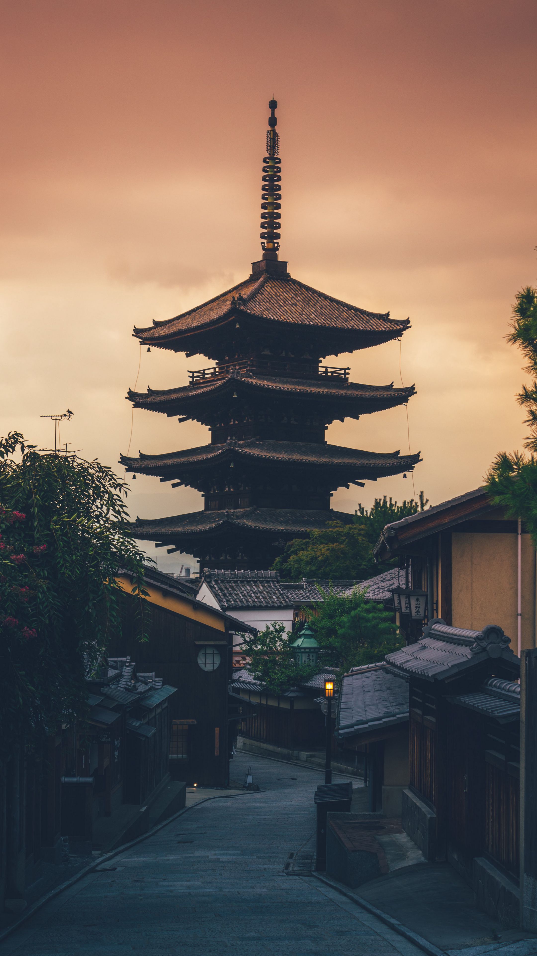 Download wallpaper 2160x3840 pagoda, temple, buildings, china, street samsung galaxy s4, s5, note, sony xperia z, z1, z2, z3, htc one, lenovo vibe HD background
