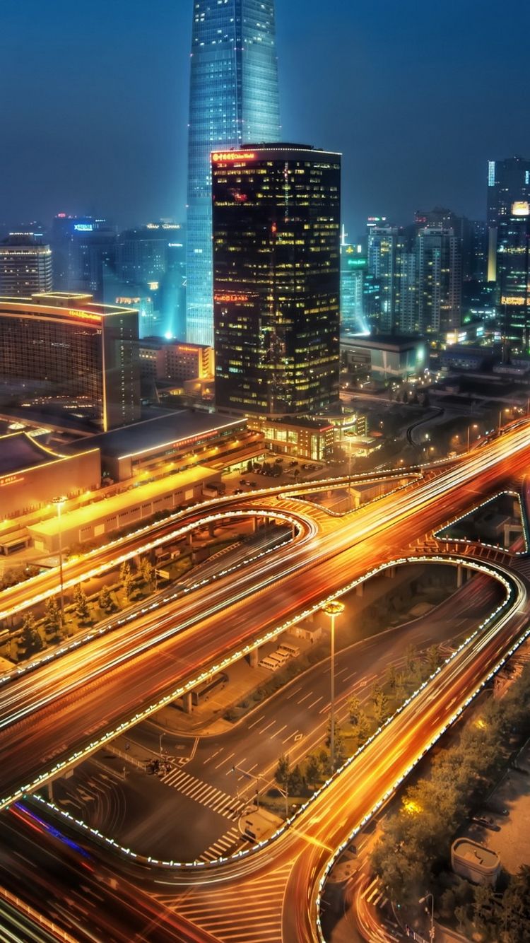 Download Beijing At Night China iPhone 6 Wallpaper. Night city, City wallpaper, Modern skyscrapers