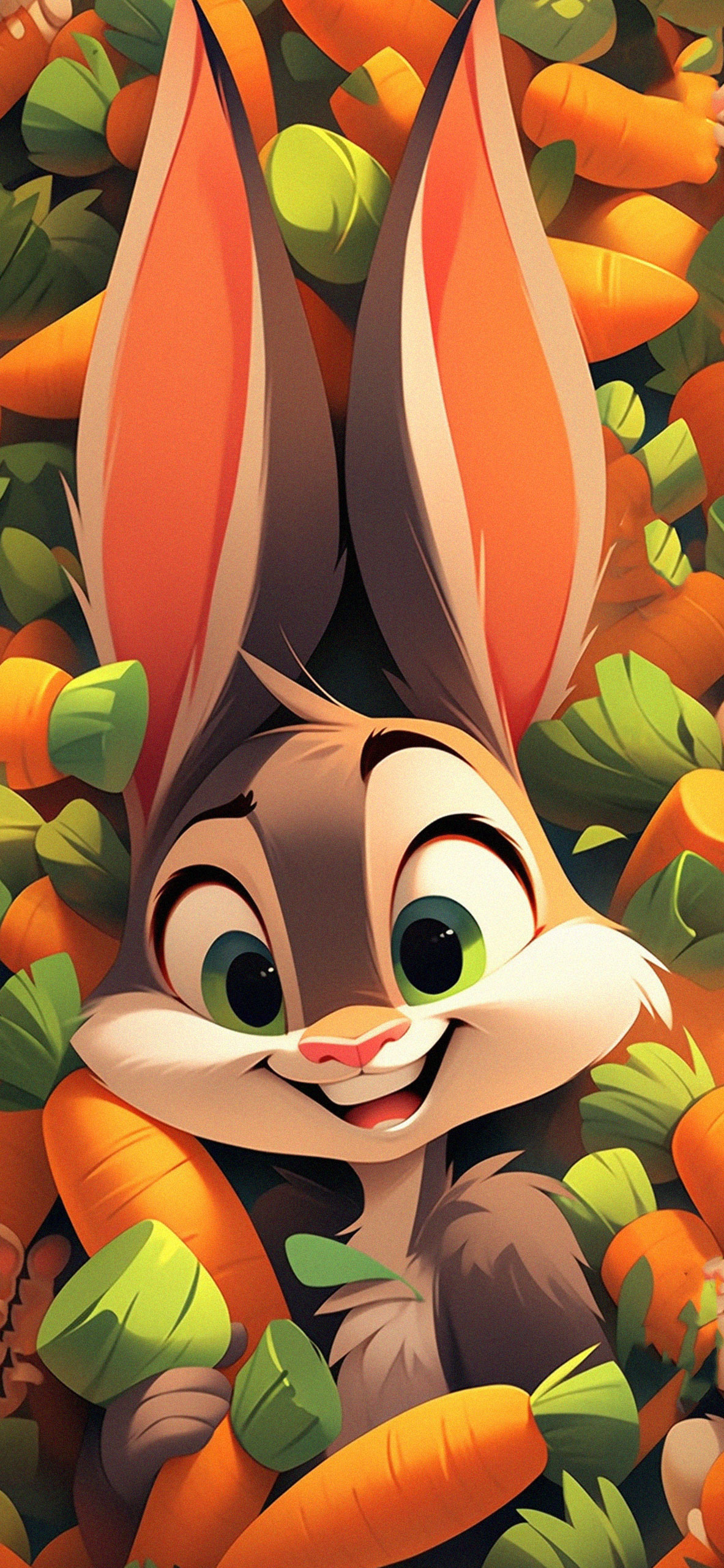 Cute Bunny & Carrots Cartoon Wallpaper