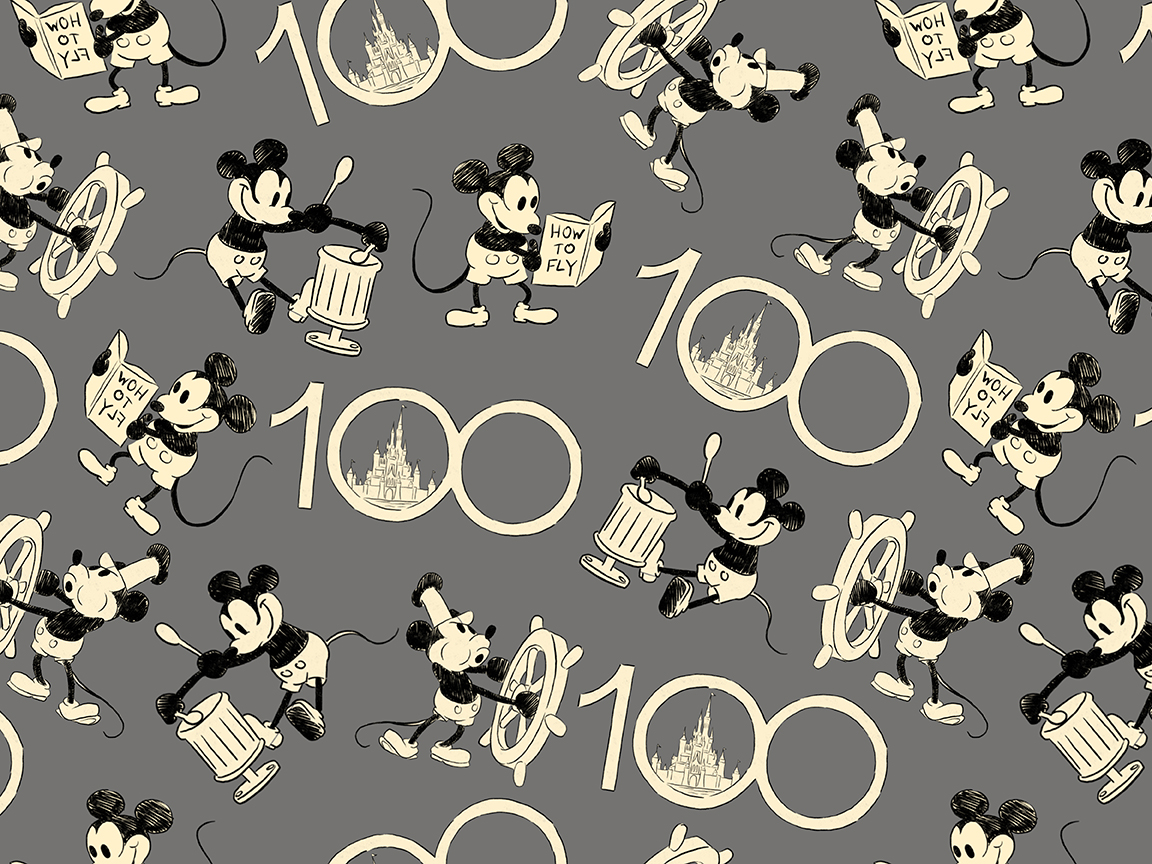 Retro Mickey 100 th Anniversary Disney Pattern Seamless Patterns