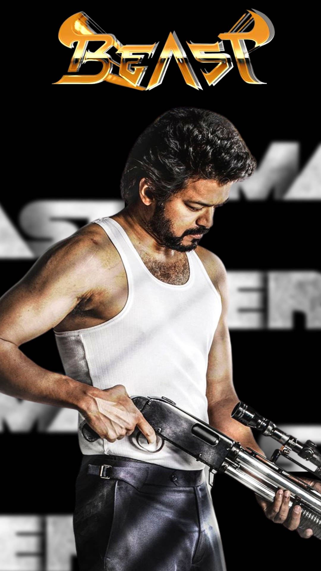 Download Beast Vijay Black and White Wallpaper