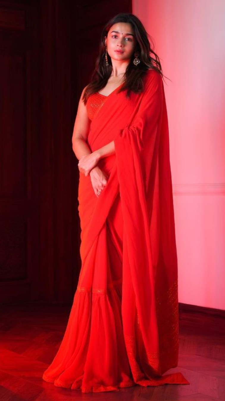 Alia Bhatt In Sabyasachi Saree For 'RRR' Launch