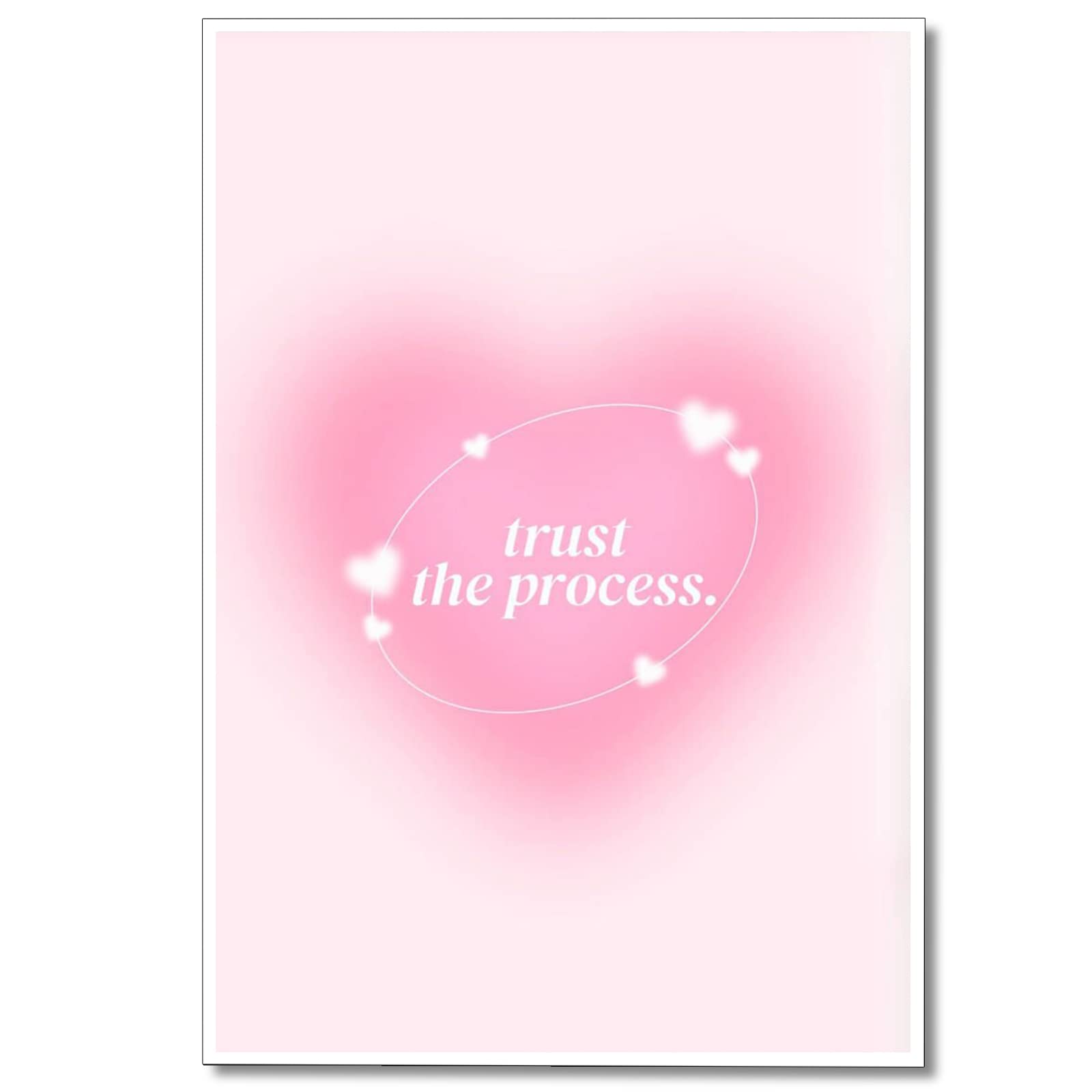 Pink Grainy Gradient Heart Aura Posters Positive Affirmation Quotes Trust The Process Canvas Wall Art Retro Spiritual Motivational Y2k Aesthetic Wall Decor for Girls Bedroom Office 12x16in Unframed: Posters & Prints