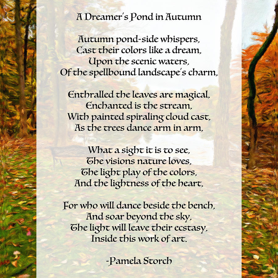 A Dreamer's Pond in Autumn Poem Digital Art