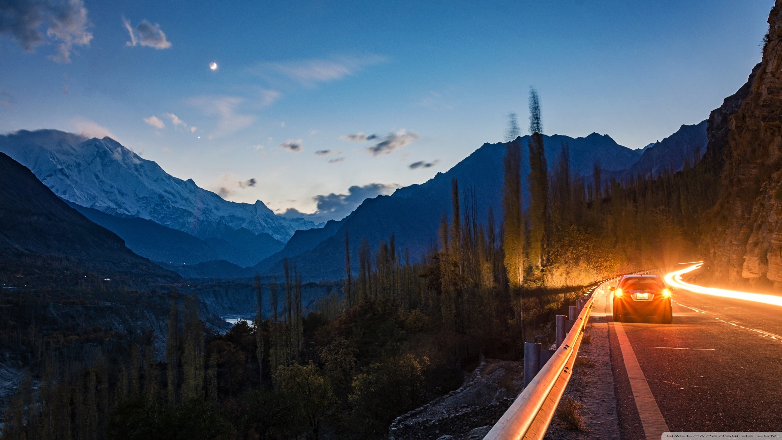 Car Road, Hunza Valley, Pakistan, Forest, Mountains Ultra HD Desktop Background Wallpaper for 4K UHD TV