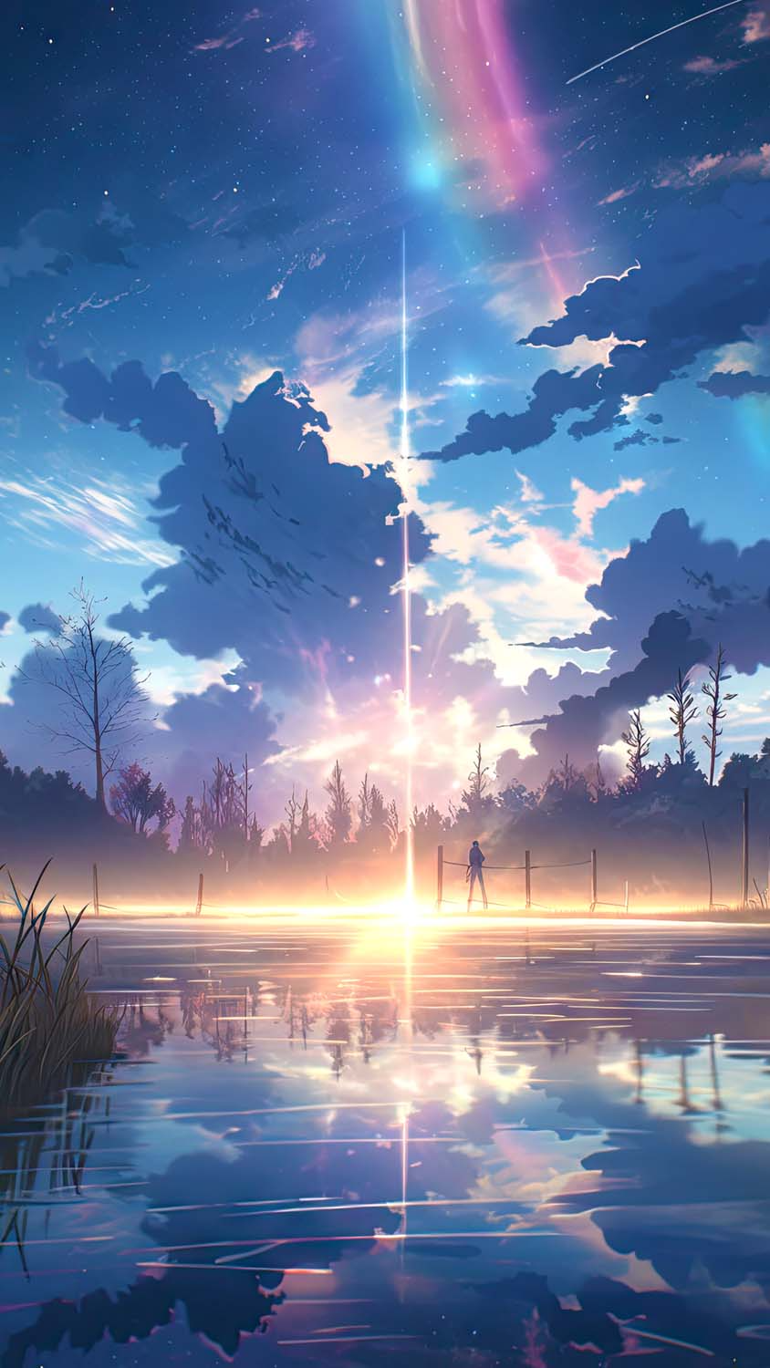 Anime Sky Reflection iPhone Wallpaper HD Wallpaper. Anime scenery wallpaper, Anime background wallpaper, Scenery wallpaper