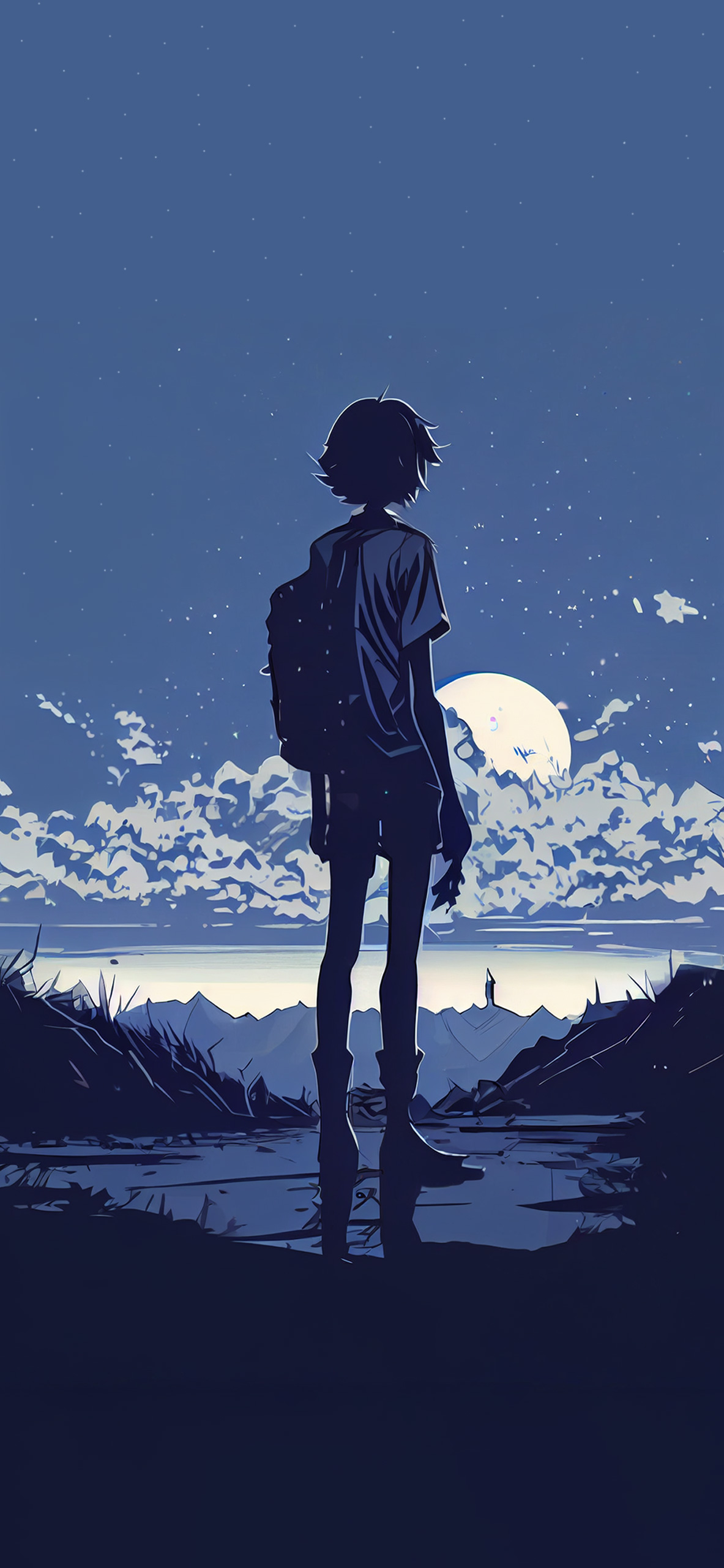 Anime Girl & Night Blue Wallpaper