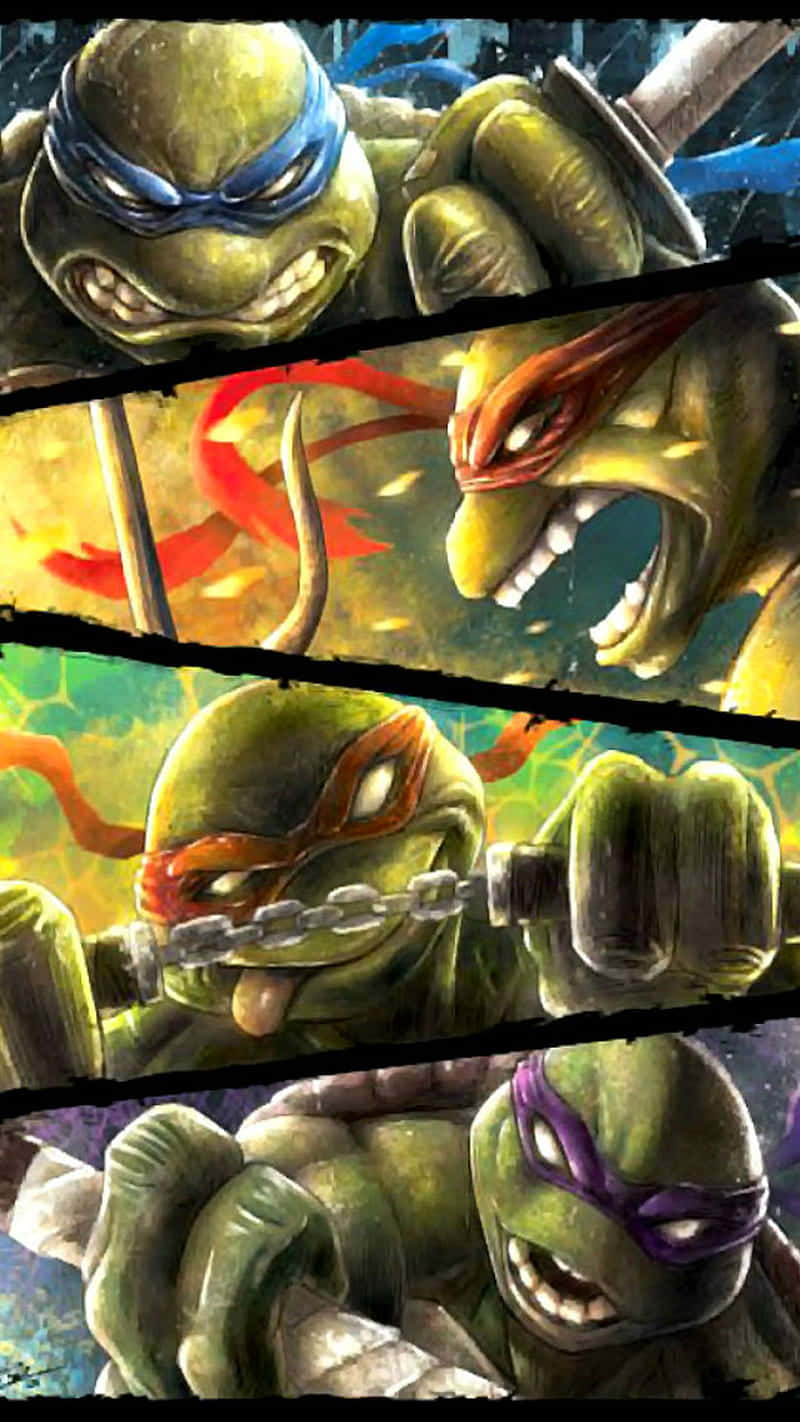 Download Teenage Mutant Ninja Turtles Comic Book With An Intense Battle Wallpaper