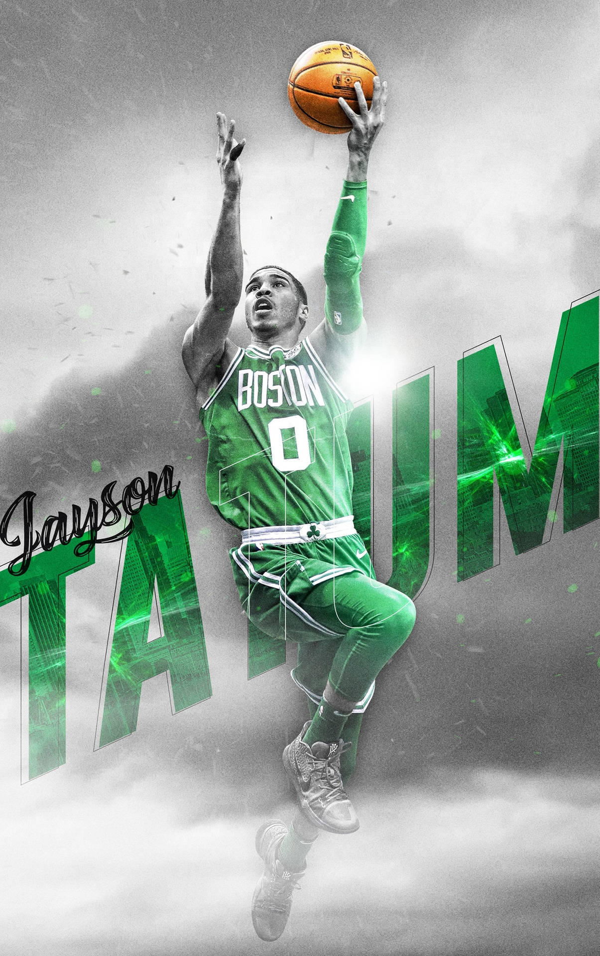 Download Jayson Tatum Stylistic Boston Jersey Wallpaper