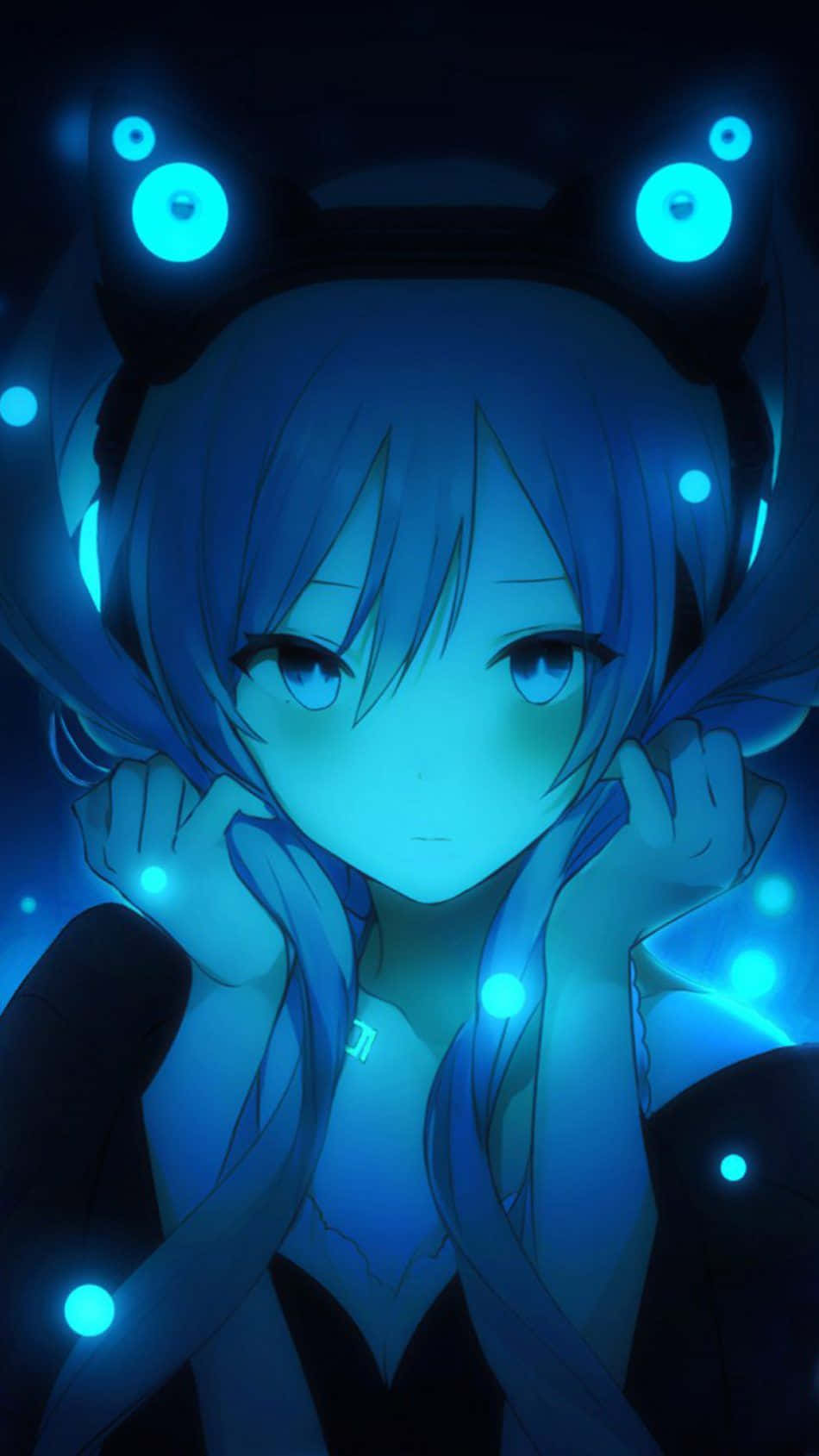 Download Hatsune Miku Neon Blue Anime Portrait Phone Wallpaper