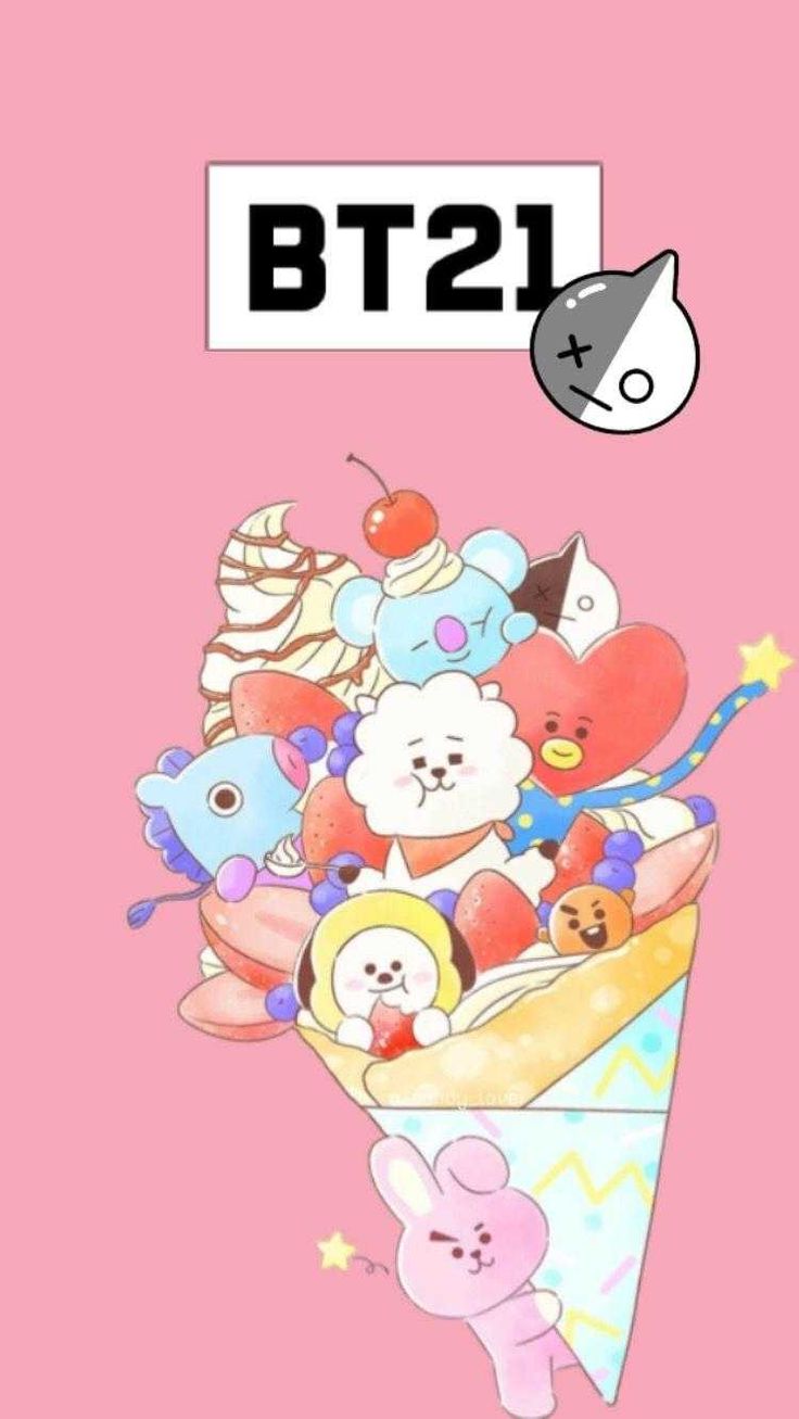 Bt21 Wallpaper Discover more 1080p, Aesthetic, Cute, Desktop, iPhone wallpaper.. Chibi wallpaper, Bts aesthetic wallpaper for phone, Bts chibi