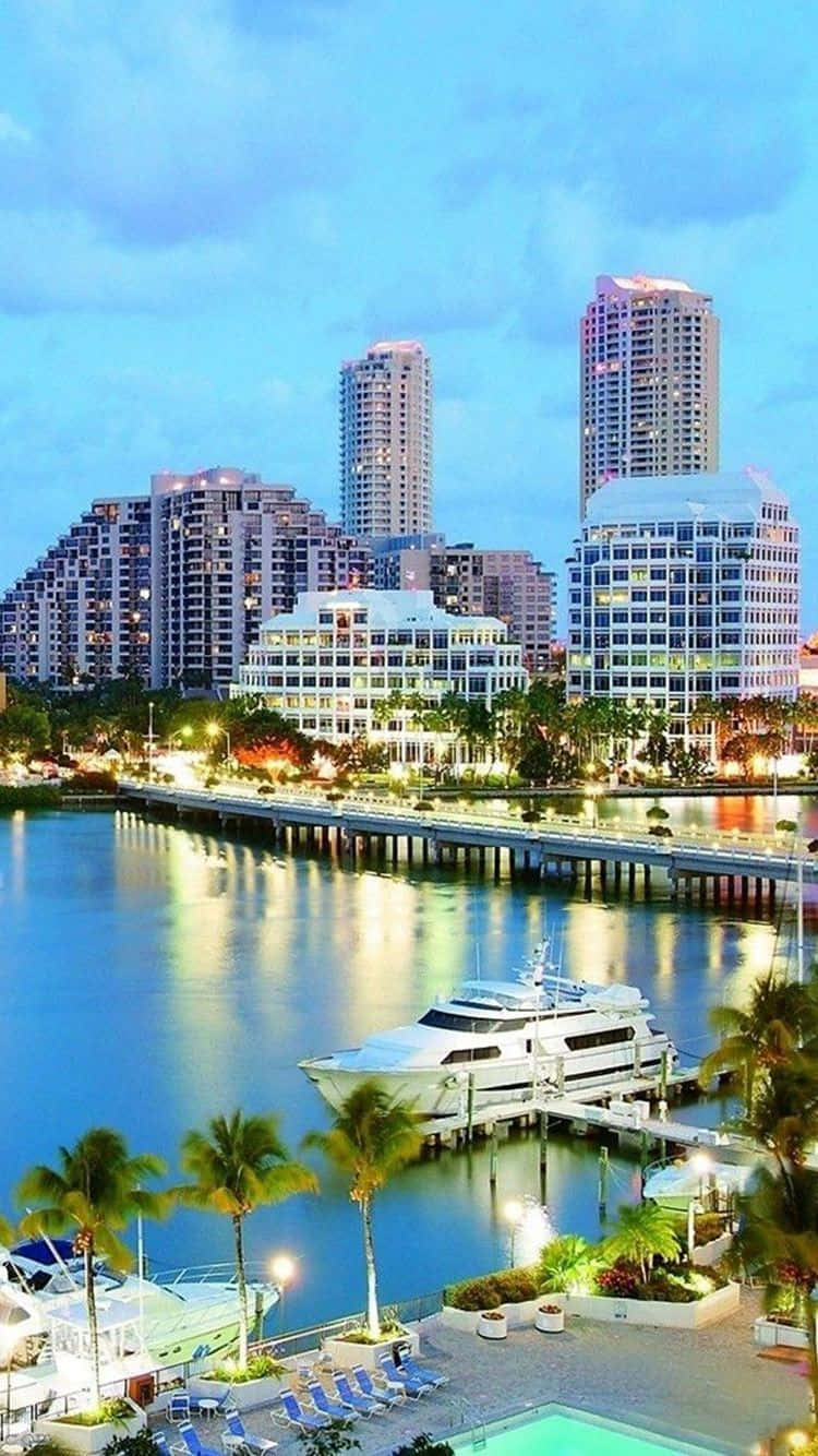Download Miami Boats City iPhone Wallpaper