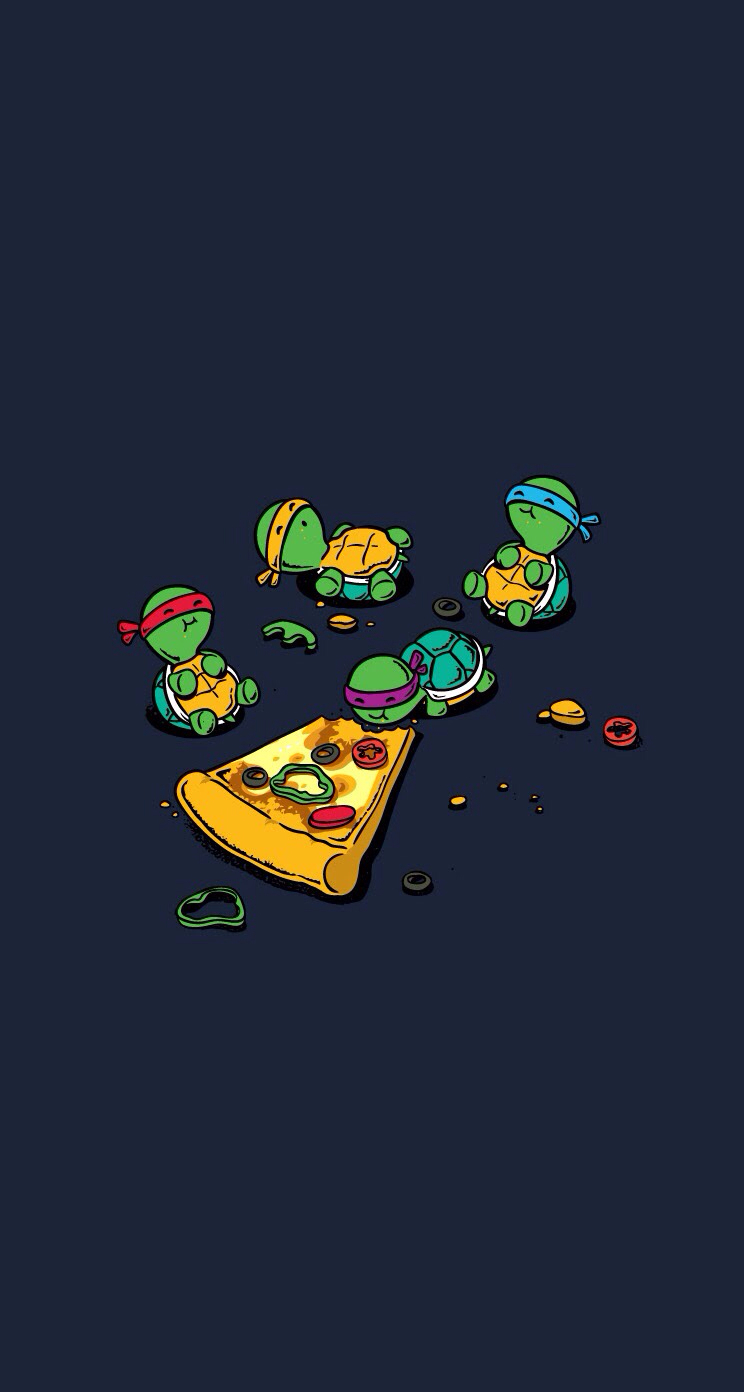 Teenage Mutant Ninja Turtles TMNT Eating Pizza Free Download Wallpaper for Phones