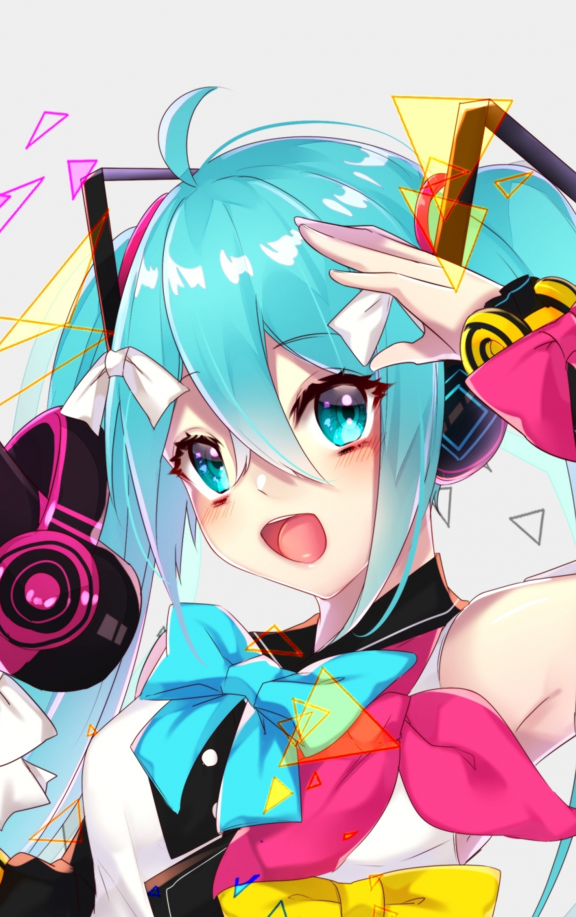 Download wallpaper 840x1336 speaker, anime girl, hatsune miku, iphone 5, iphone 5s, iphone 5c, ipod touch, 840x1336 HD background, 6522